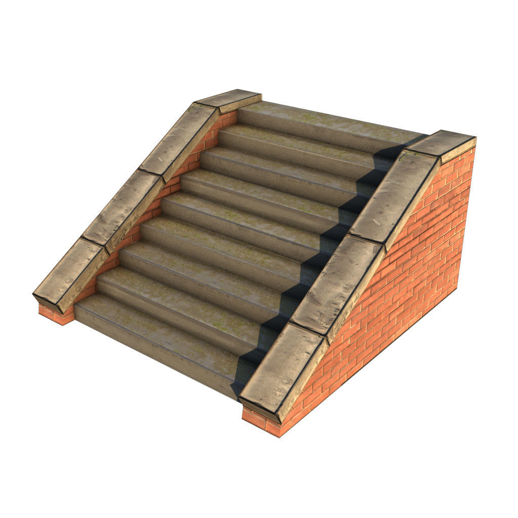 Mid Poly Roads Staircases and Bridges Pack Low-poly 3D model_37