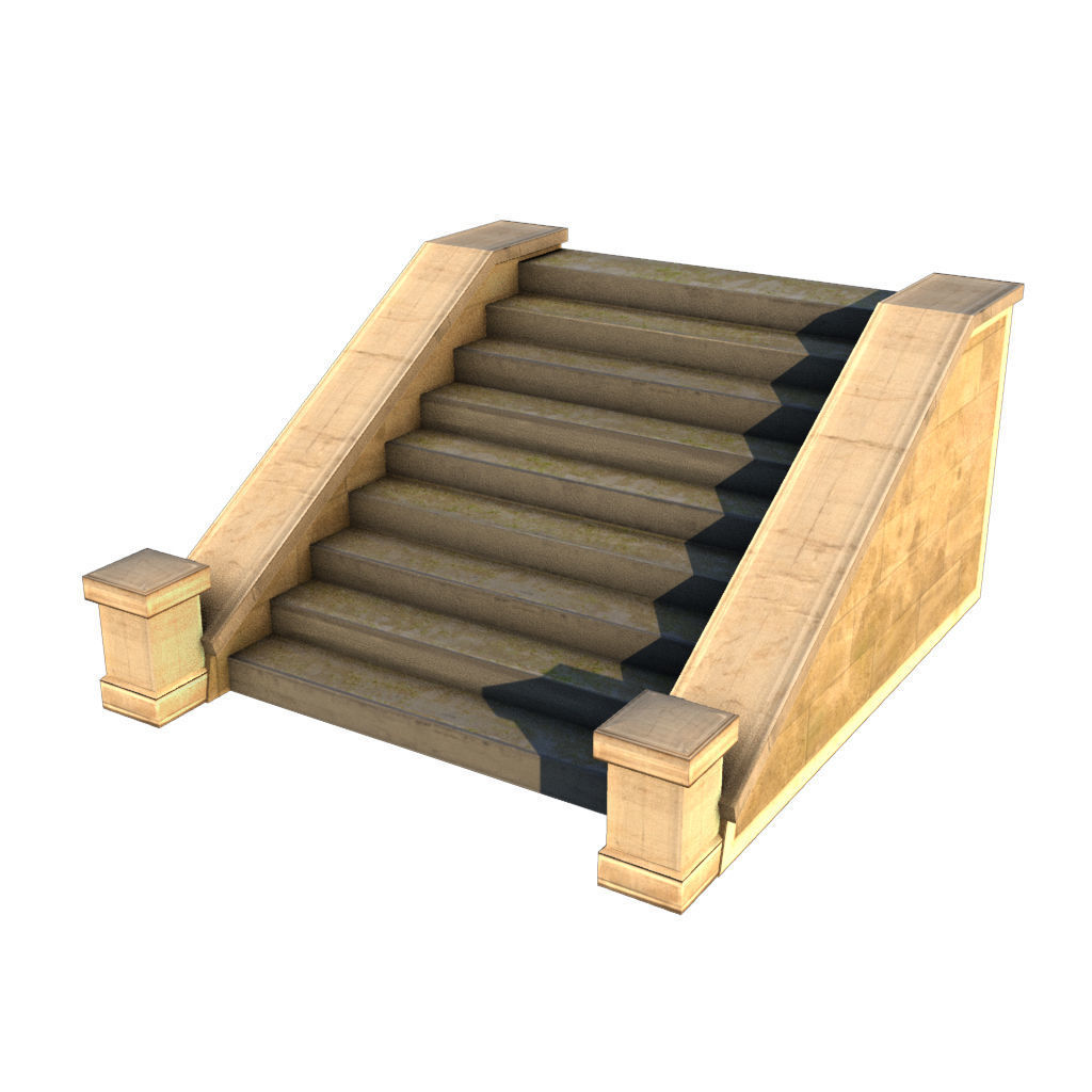 Mid Poly Roads Staircases and Bridges Pack Low-poly 3D model_49