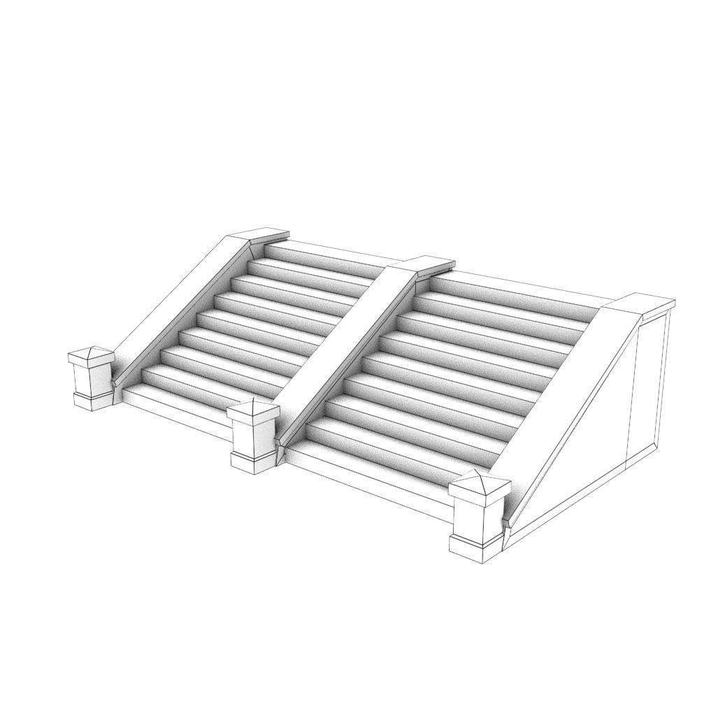 Mid Poly Roads Staircases and Bridges Pack Low-poly 3D model_28