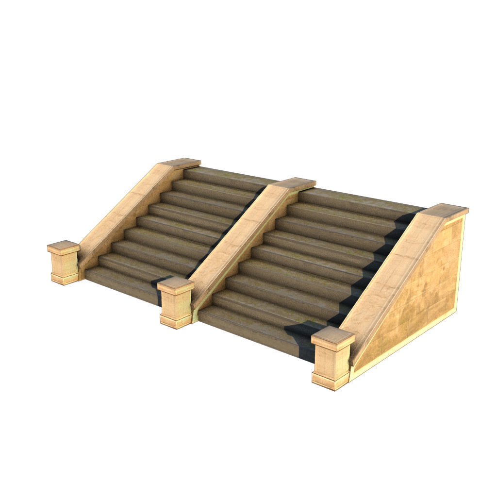 Mid Poly Roads Staircases and Bridges Pack Low-poly 3D model_27