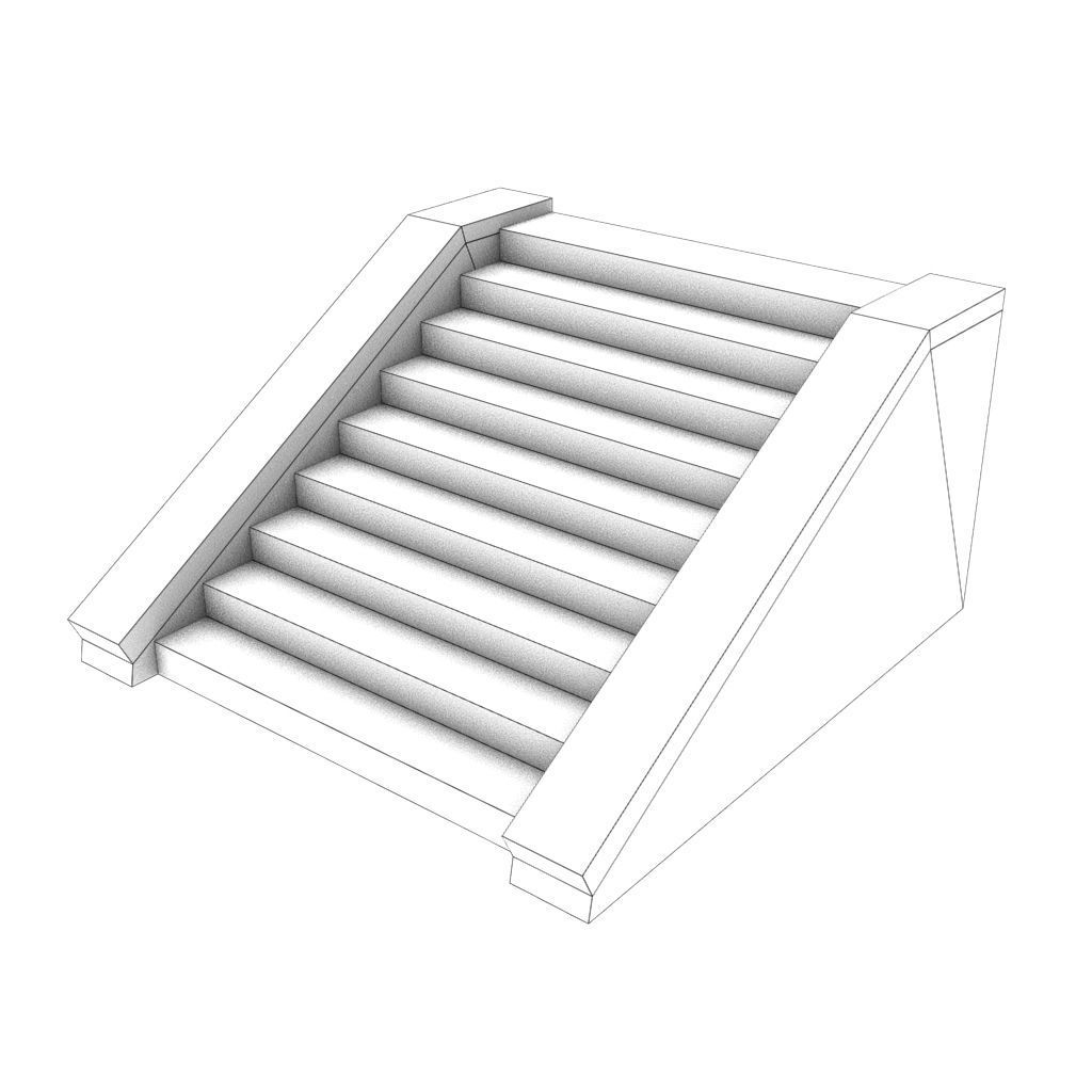 Mid Poly Roads Staircases and Bridges Pack Low-poly 3D model_38