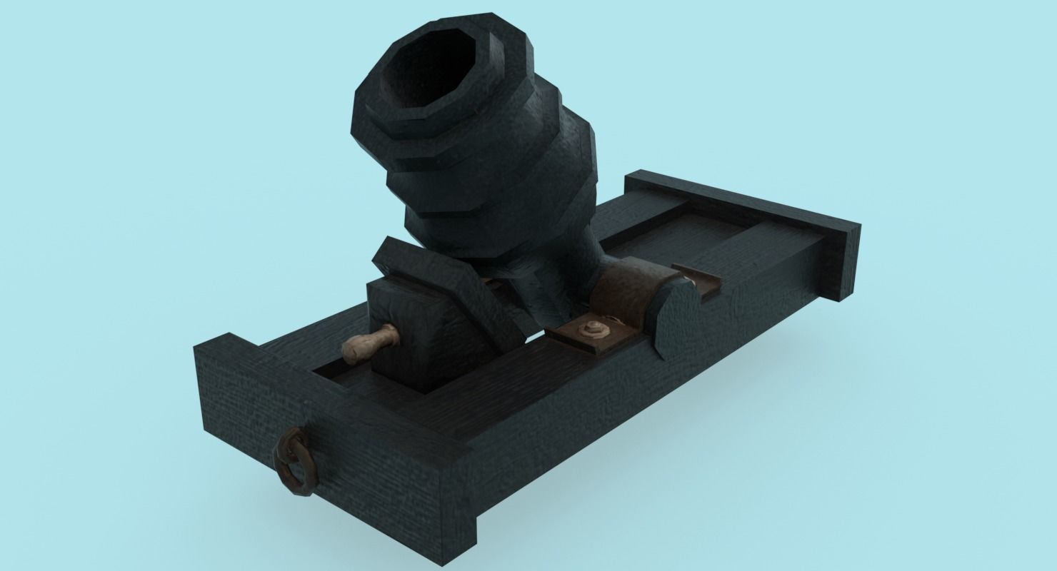 Ship howitzer cannon 64lb - 3D Model - Low-poly 3D model_6
