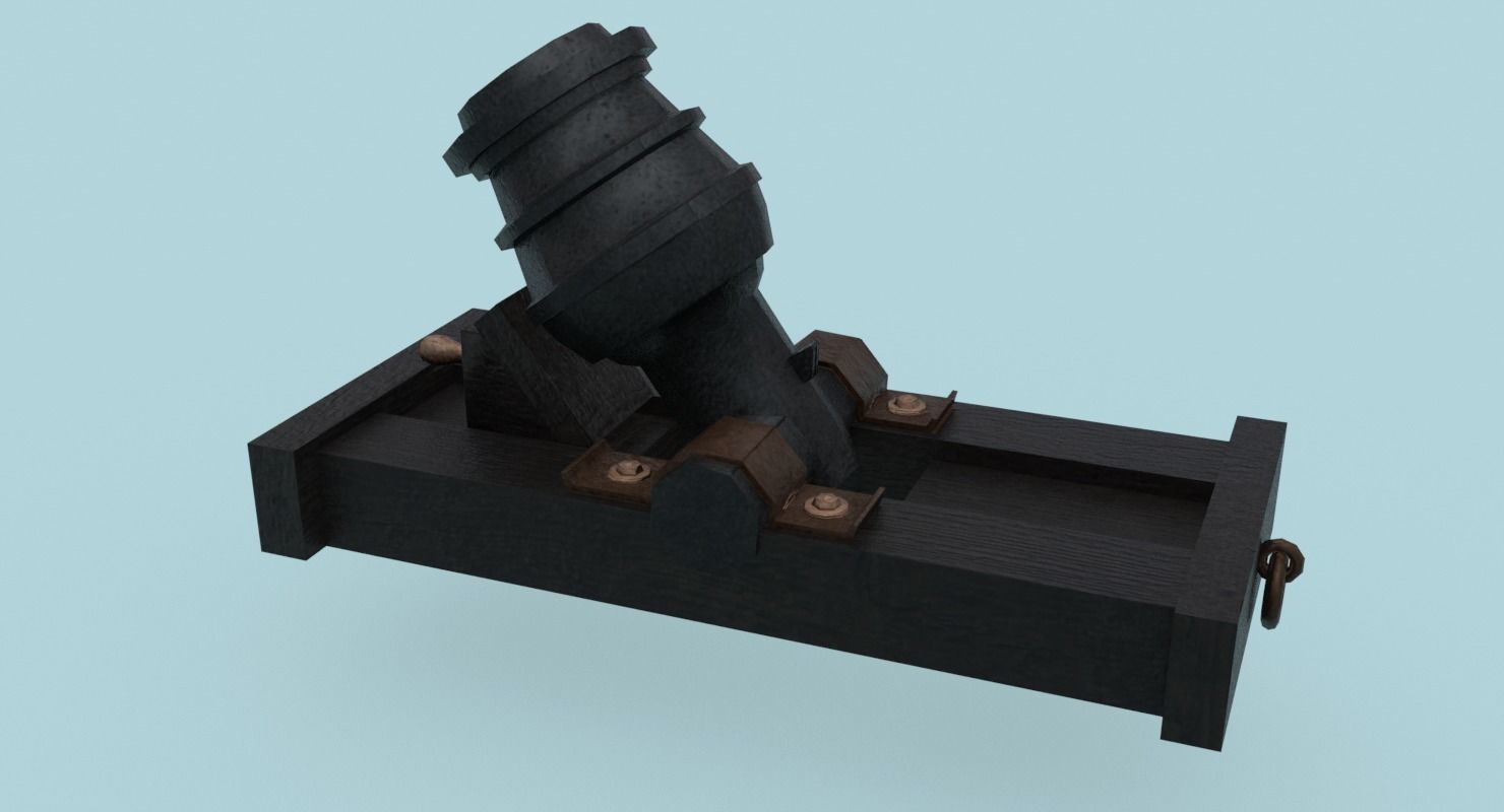 Ship howitzer cannon 64lb - 3D Model - Low-poly 3D model_7