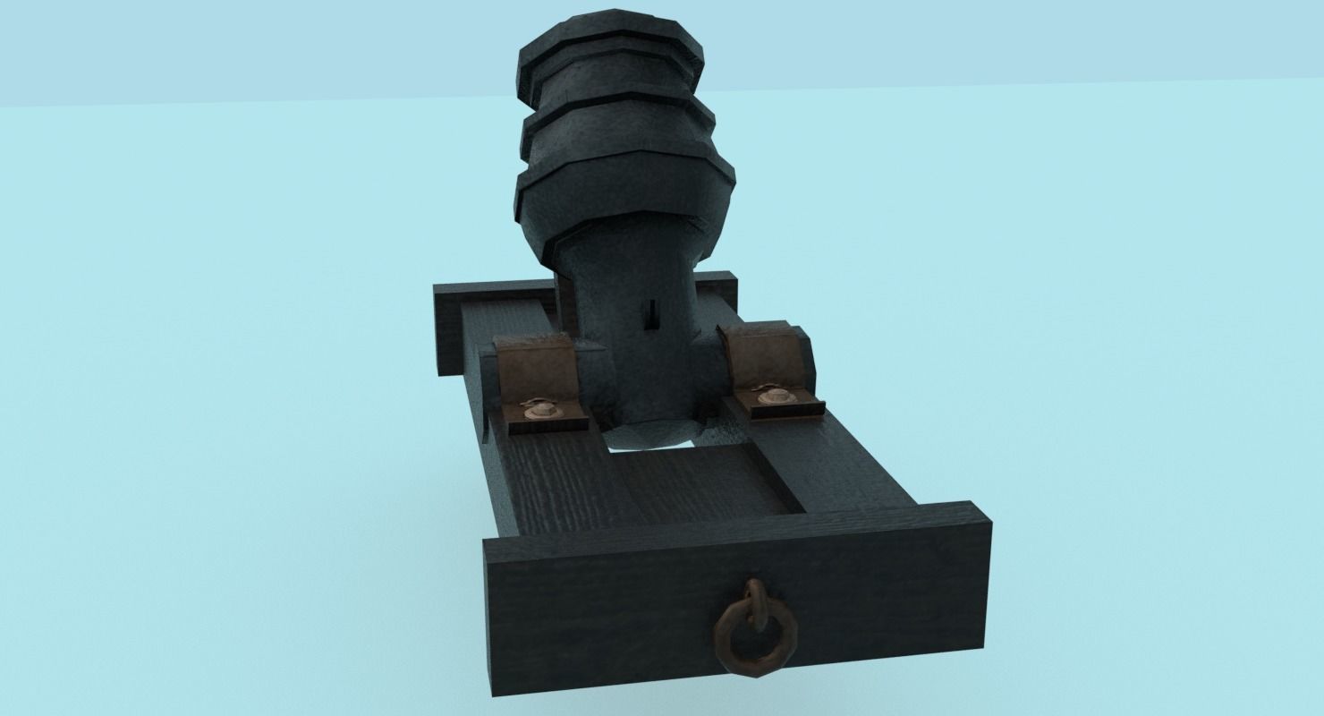 Ship howitzer cannon 64lb - 3D Model - Low-poly 3D model_12