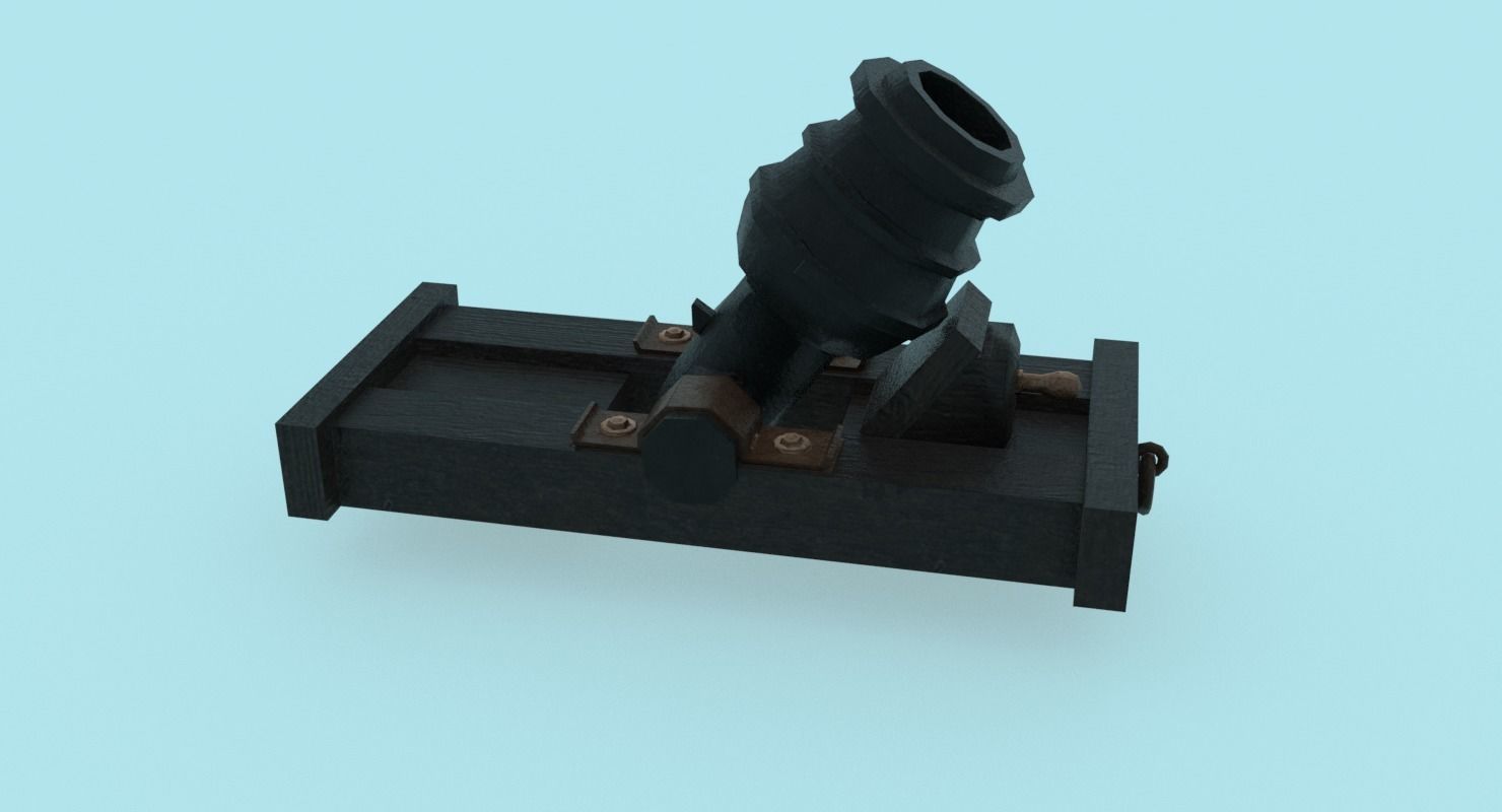 Ship howitzer cannon 64lb - 3D Model - Low-poly 3D model_26