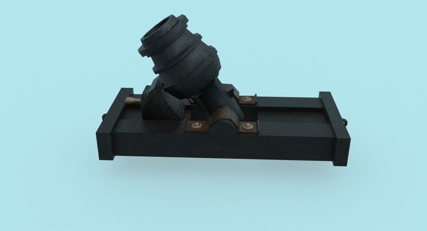 Ship howitzer cannon 64lb - 3D Model - Low-poly 3D model_20