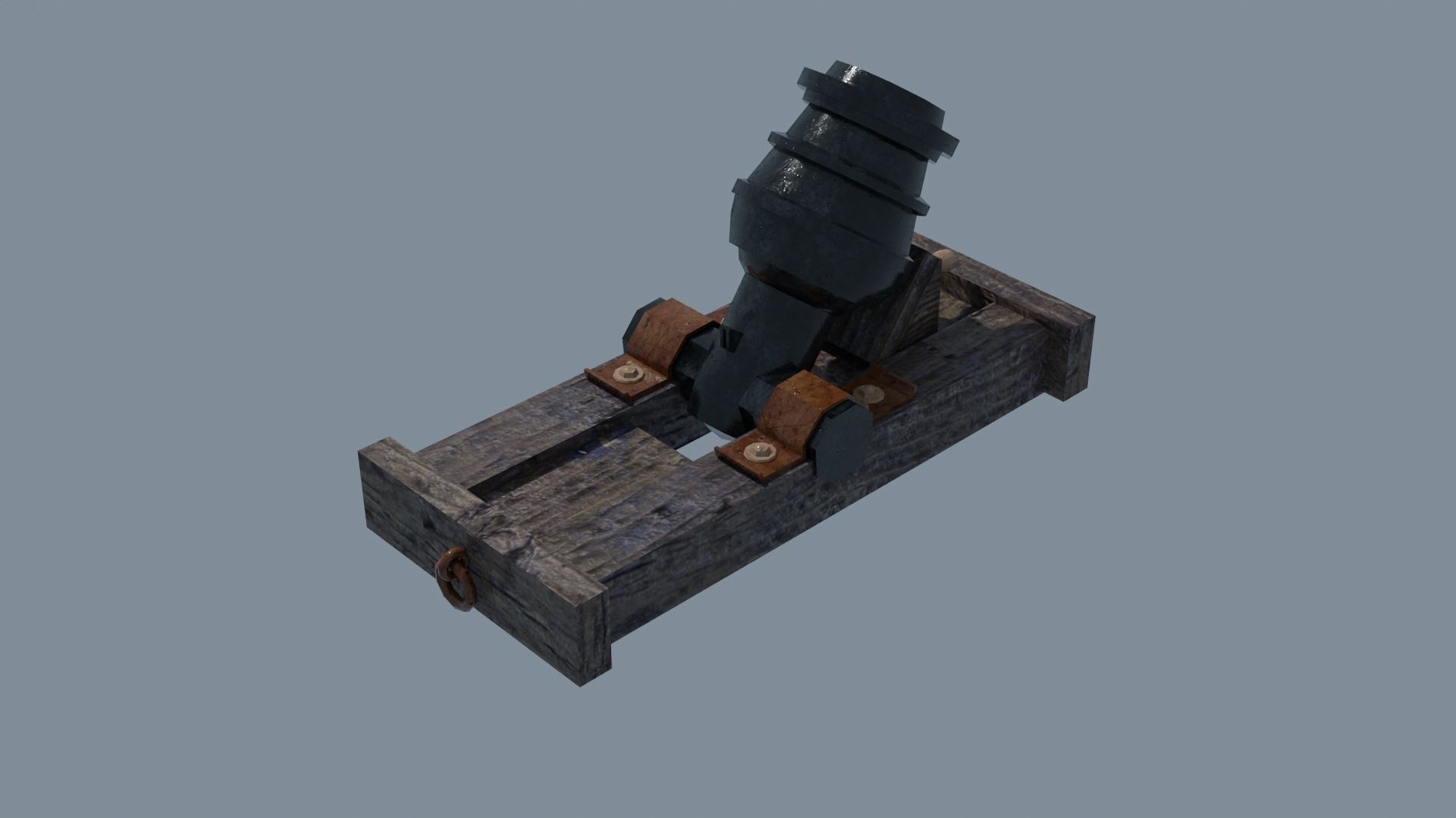 Ship howitzer cannon 64lb - 3D Model - Low-poly 3D model_3