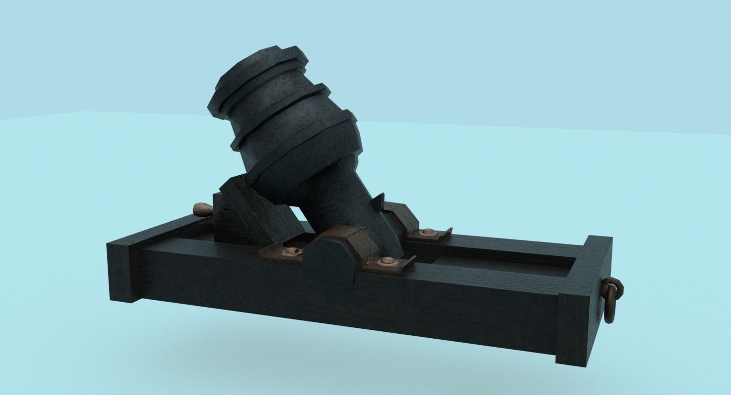 Ship howitzer cannon 64lb - 3D Model - Low-poly 3D model_11