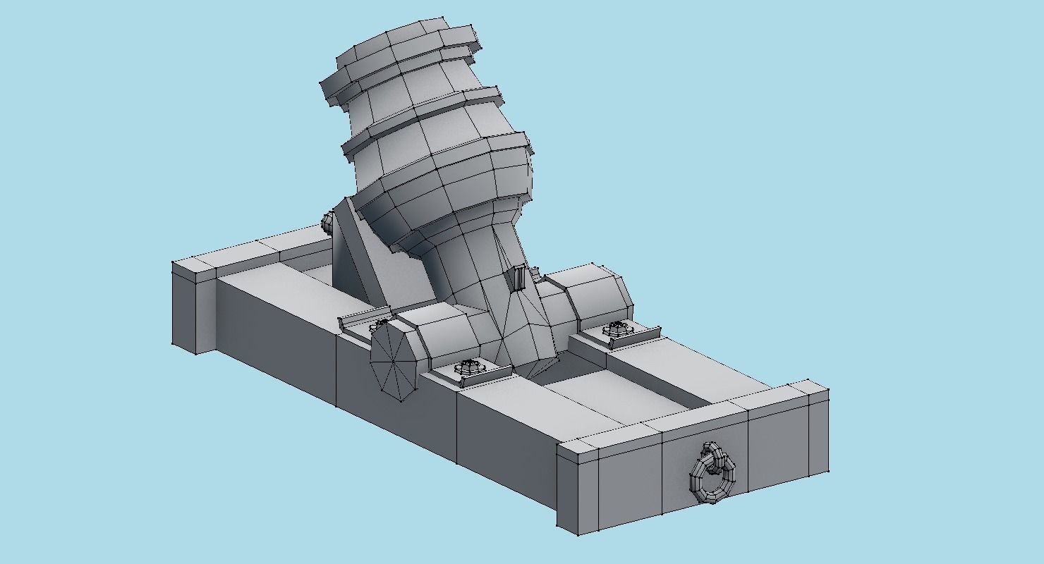 Ship howitzer cannon 64lb - 3D Model - Low-poly 3D model_36