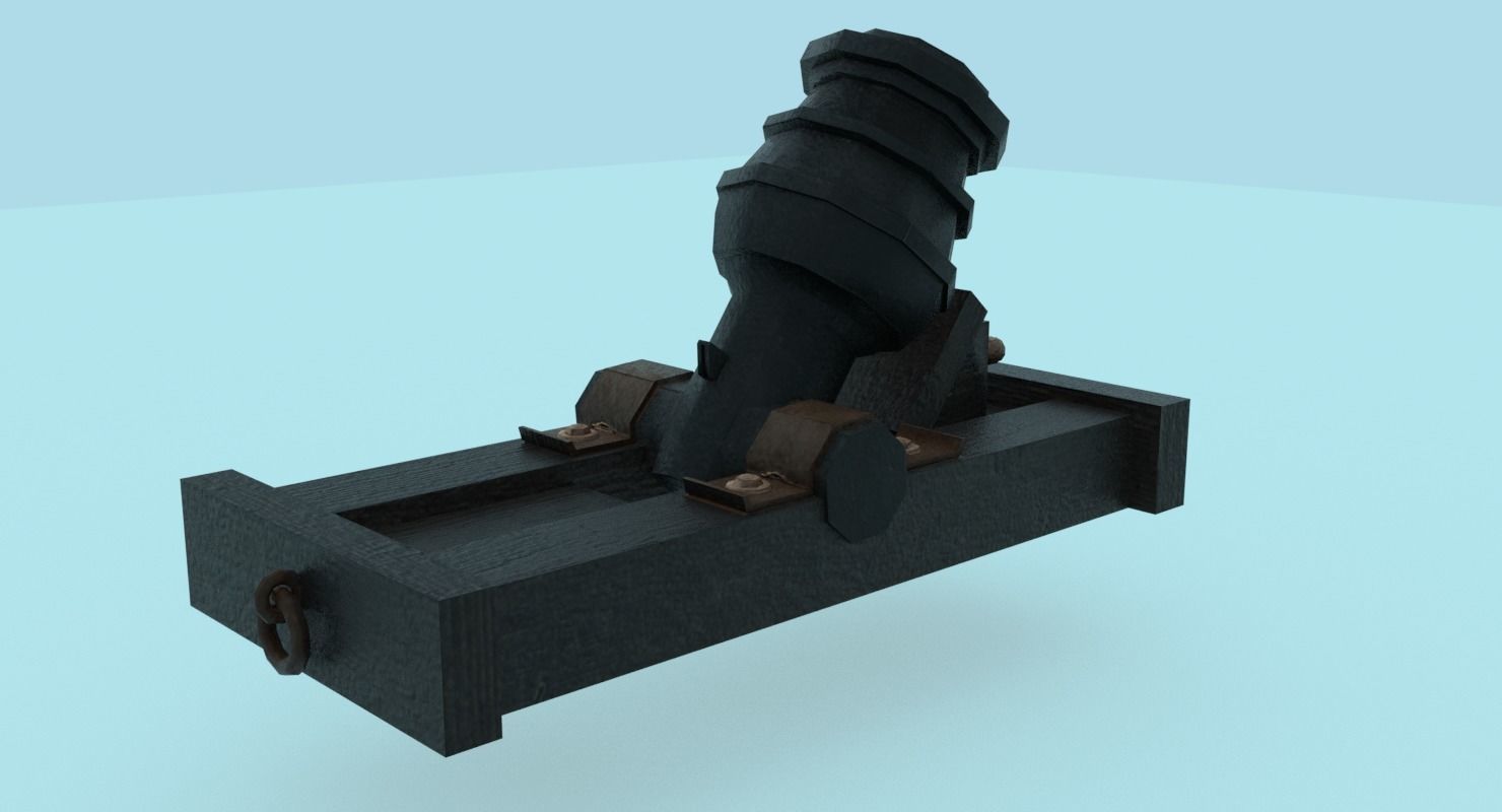 Ship howitzer cannon 64lb - 3D Model - Low-poly 3D model_8