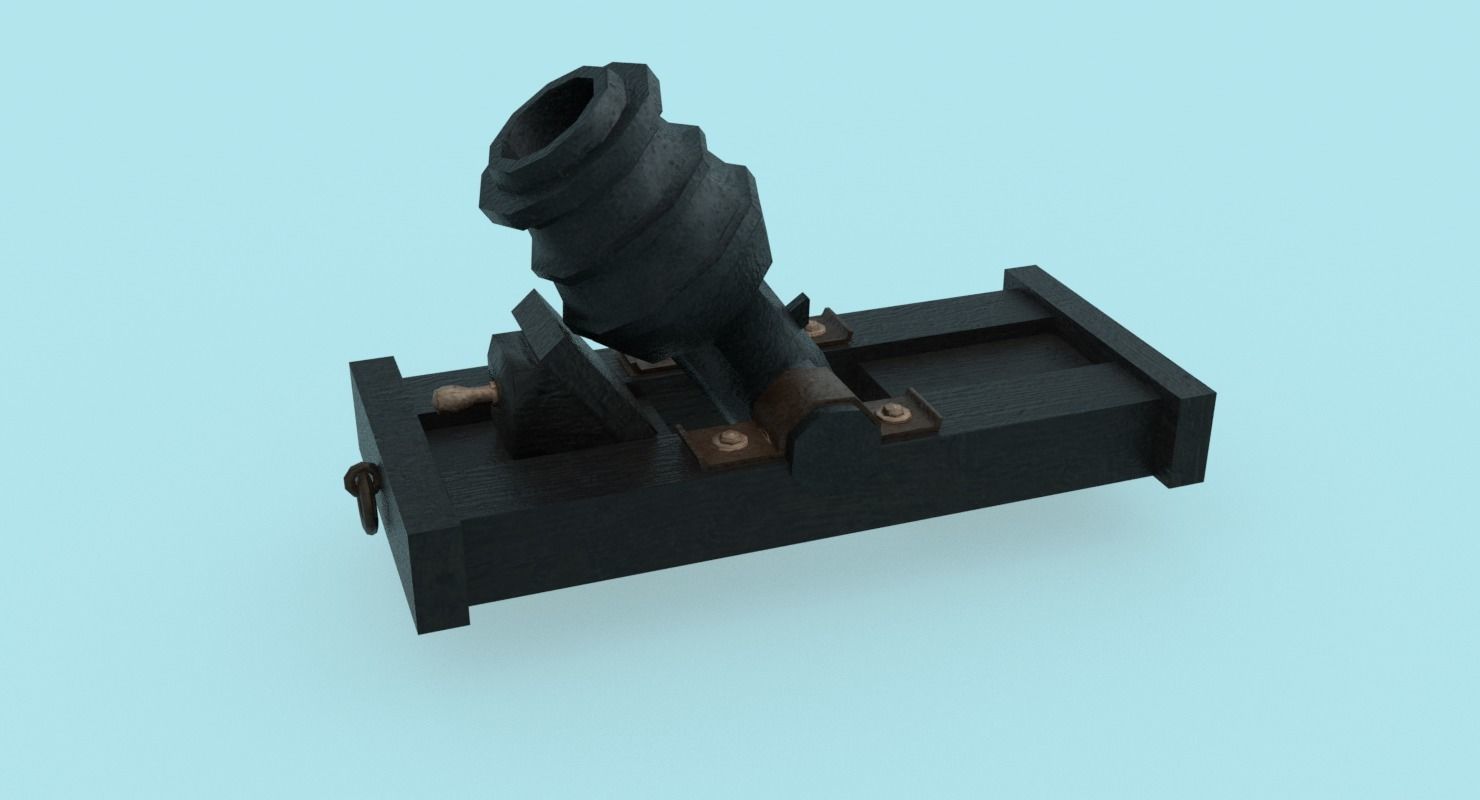 Ship howitzer cannon 64lb - 3D Model - Low-poly 3D model_19