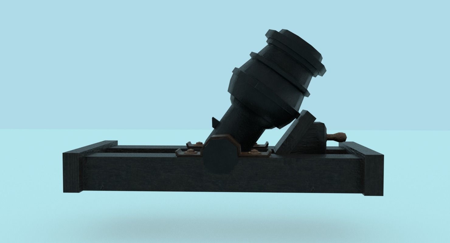 Ship howitzer cannon 64lb - 3D Model - Low-poly 3D model_13