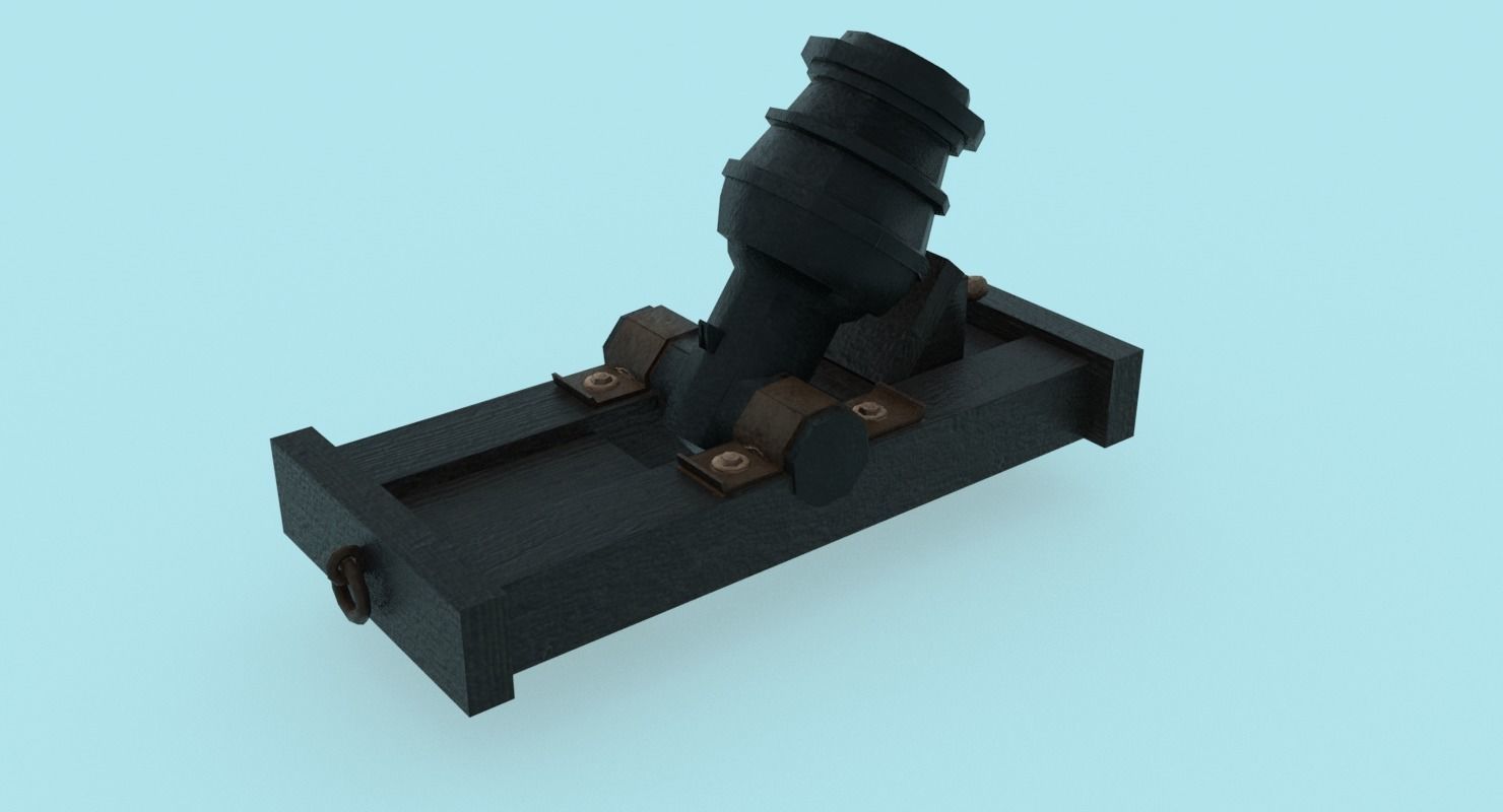 Ship howitzer cannon 64lb - 3D Model - Low-poly 3D model_24