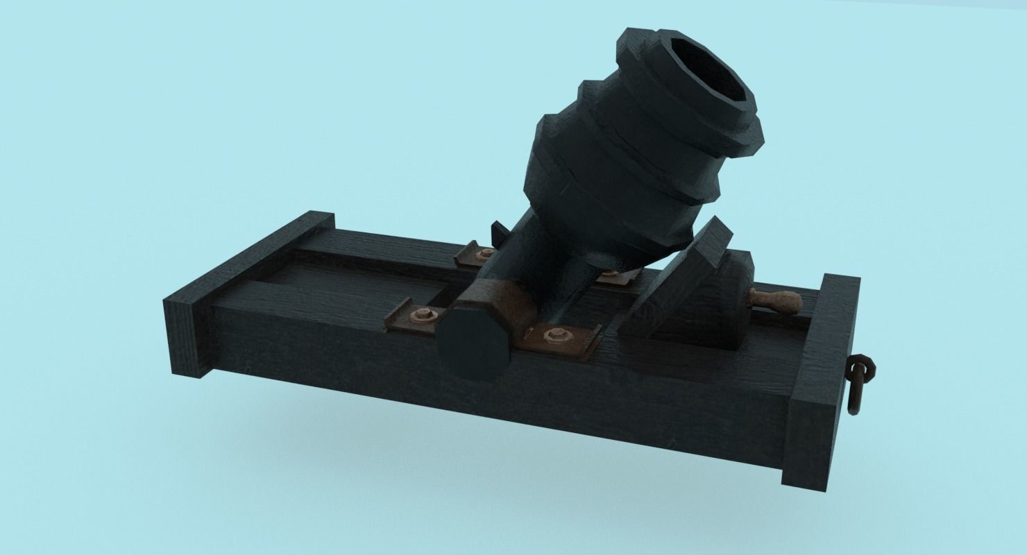 Ship howitzer cannon 64lb - 3D Model - Low-poly 3D model_16