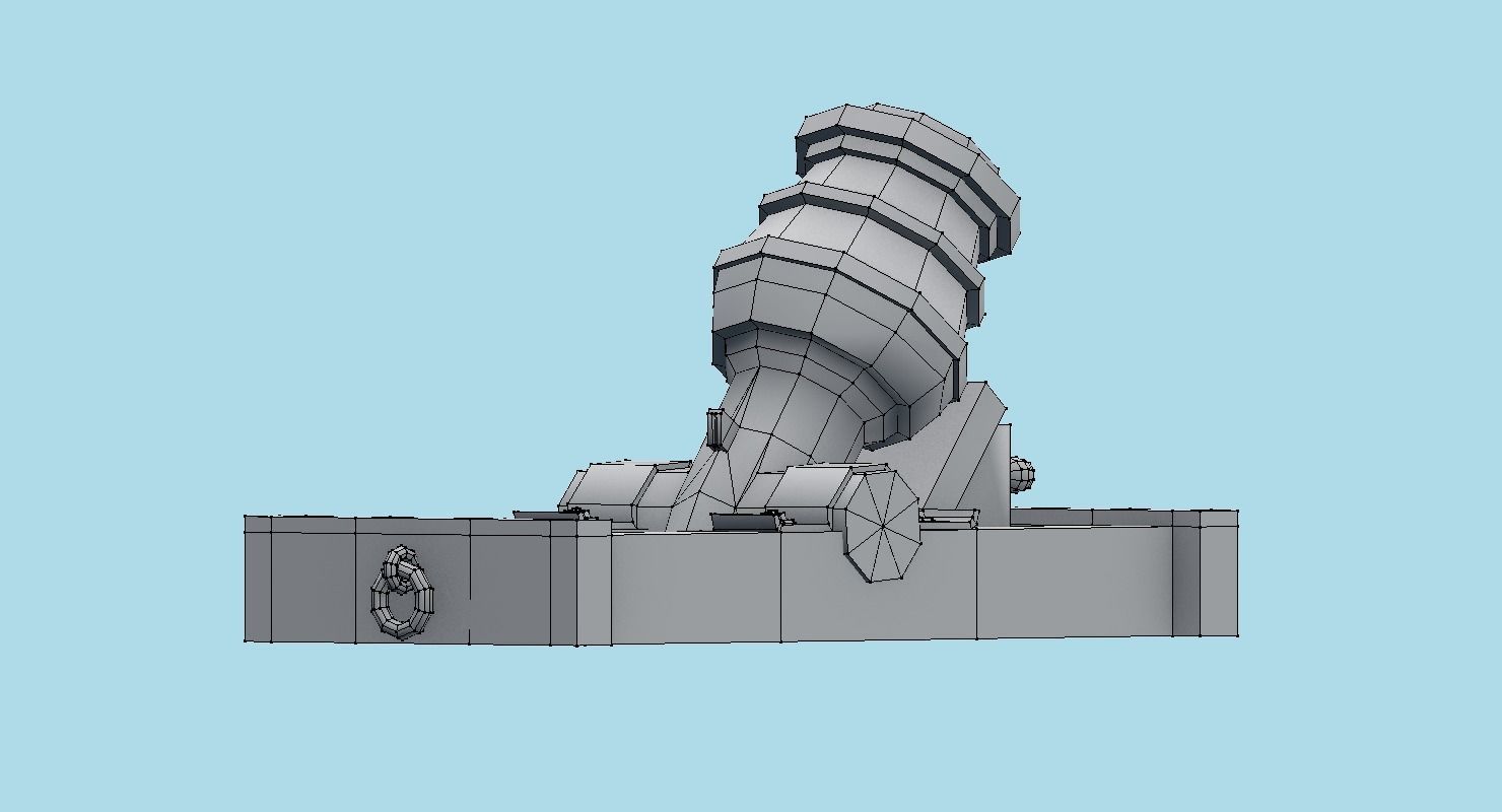 Ship howitzer cannon 64lb - 3D Model - Low-poly 3D model_37
