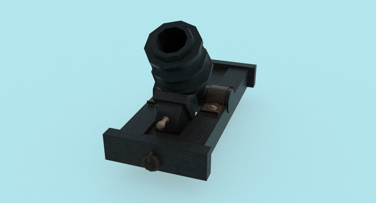 Ship howitzer cannon 64lb - 3D Model - Low-poly 3D model_30