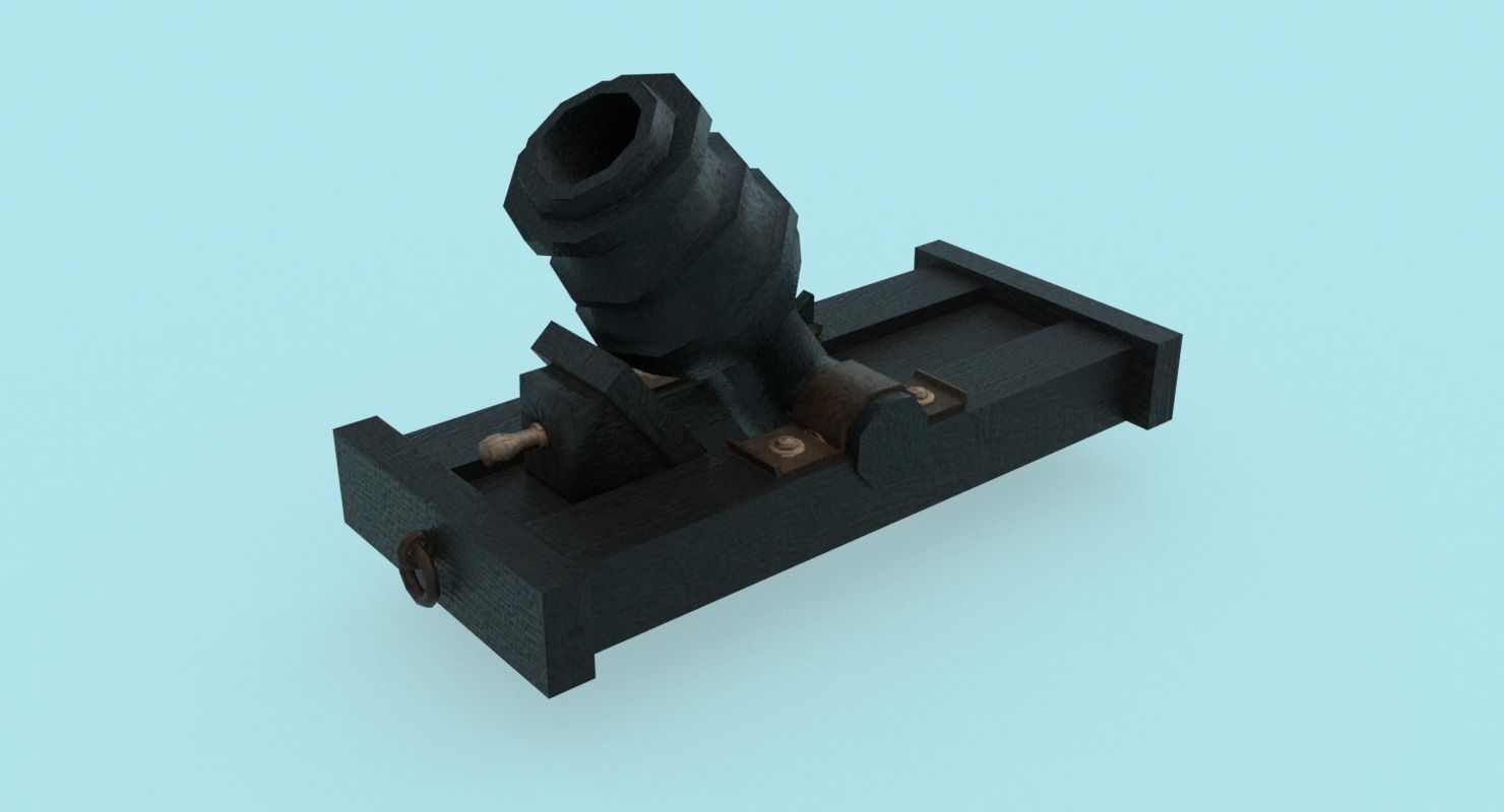 Ship howitzer cannon 64lb - 3D Model - Low-poly 3D model_18