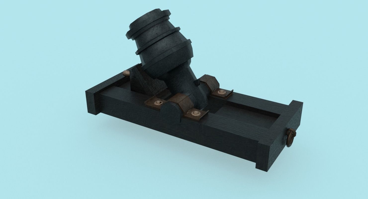 Ship howitzer cannon 64lb - 3D Model - Low-poly 3D model_21