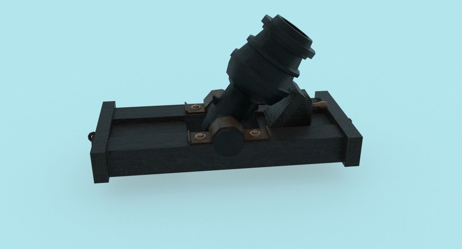 Ship howitzer cannon 64lb - 3D Model - Low-poly 3D model_25