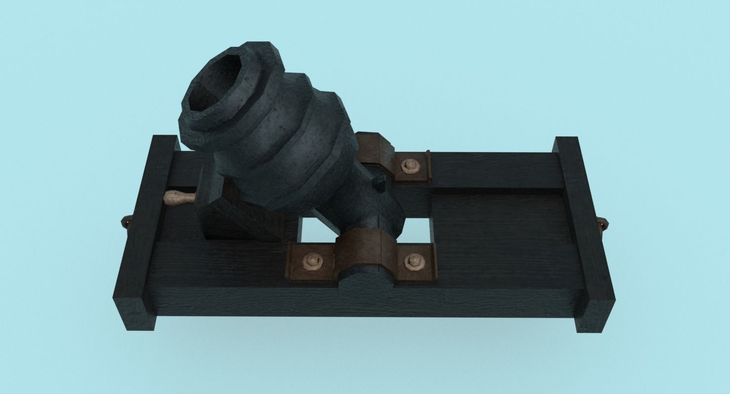 Ship howitzer cannon 64lb - 3D Model - Low-poly 3D model_10