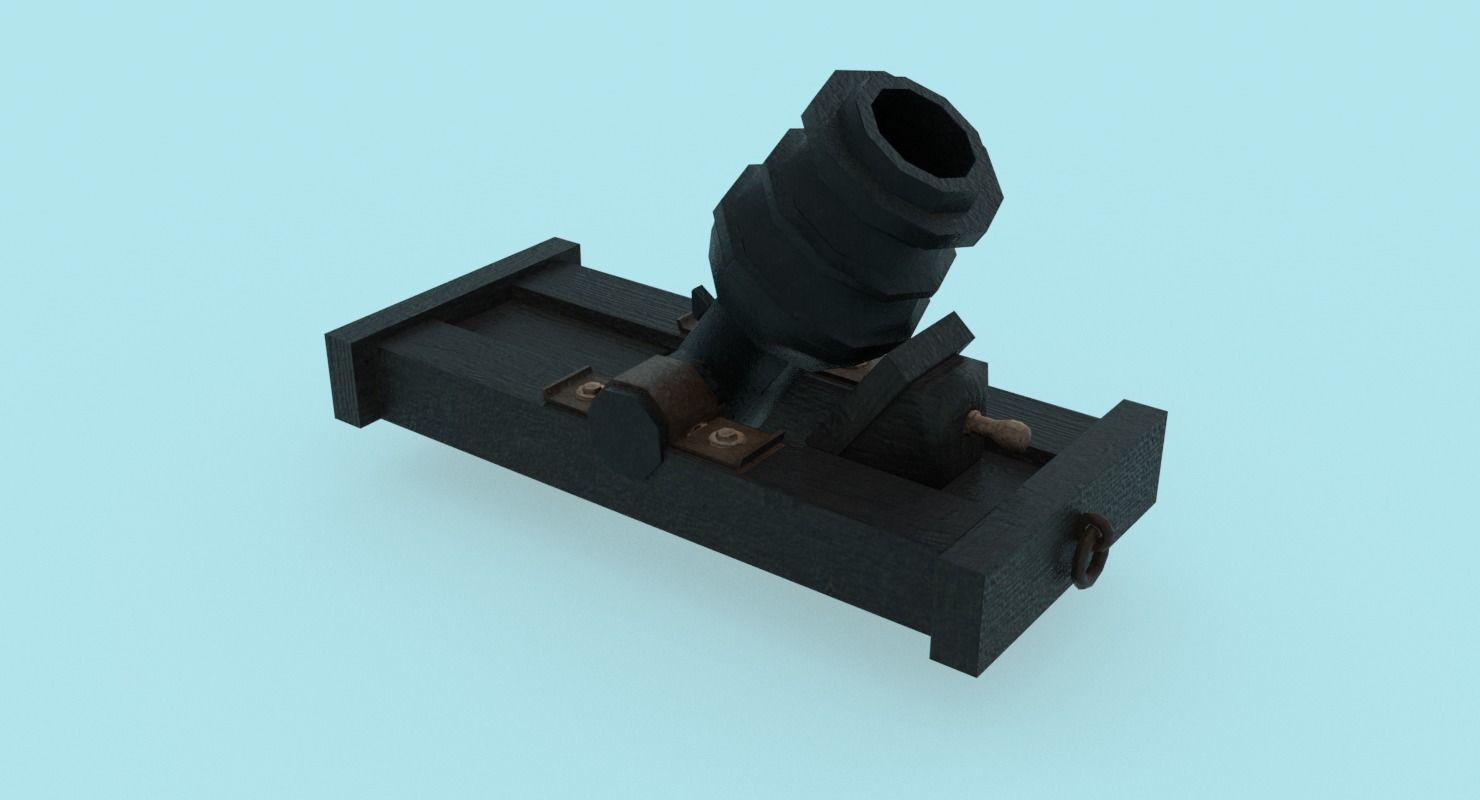 Ship howitzer cannon 64lb - 3D Model - Low-poly 3D model_27