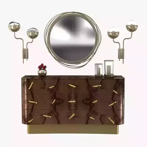 Brabbu kayan mirror  niku wall lamp and baraka chest