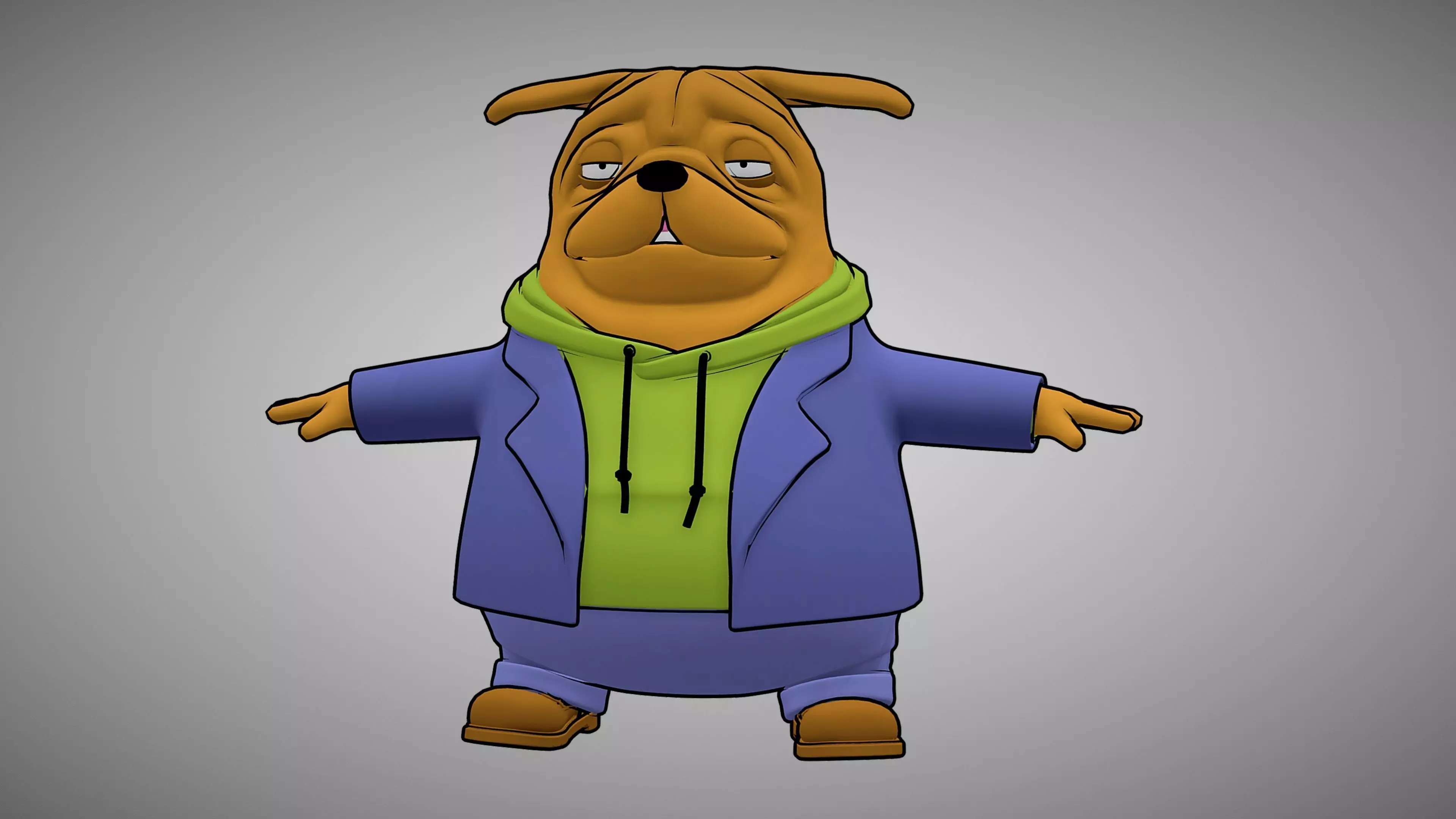 Dog Character Toon Style with blendshapes 3D model_0