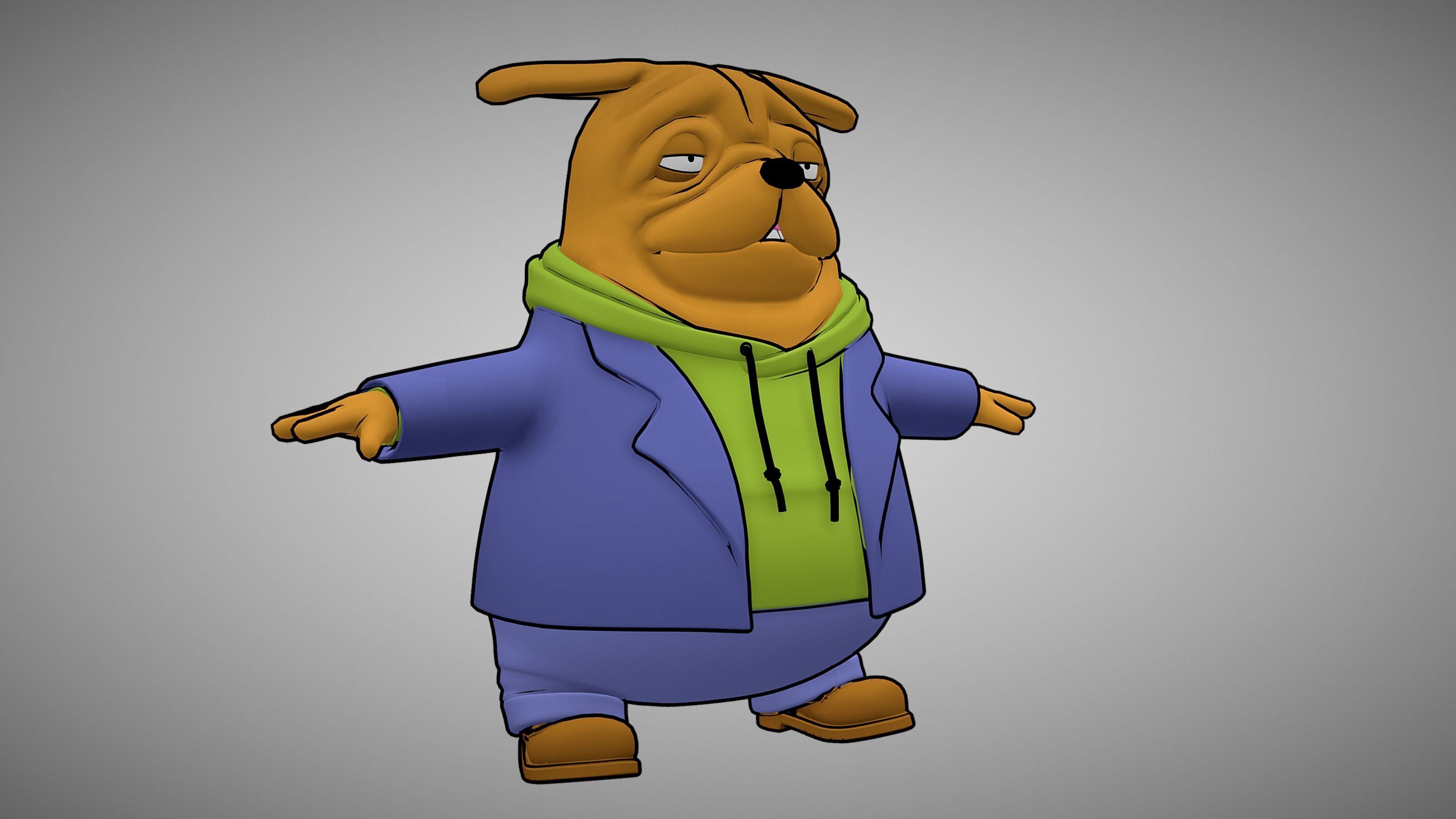 Dog Character Toon Style with blendshapes 3D model_1