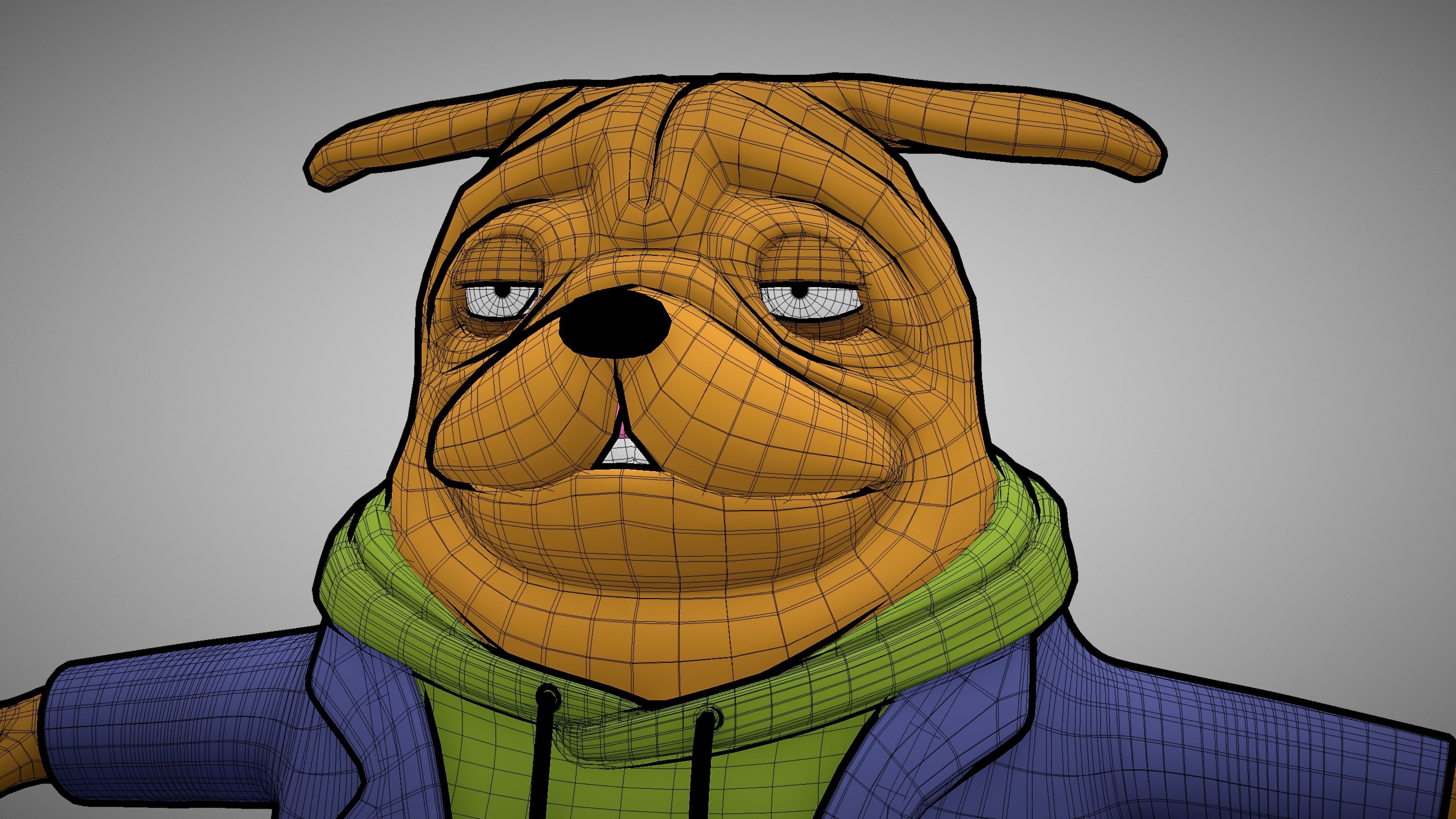 Dog Character Toon Style with blendshapes 3D model_8