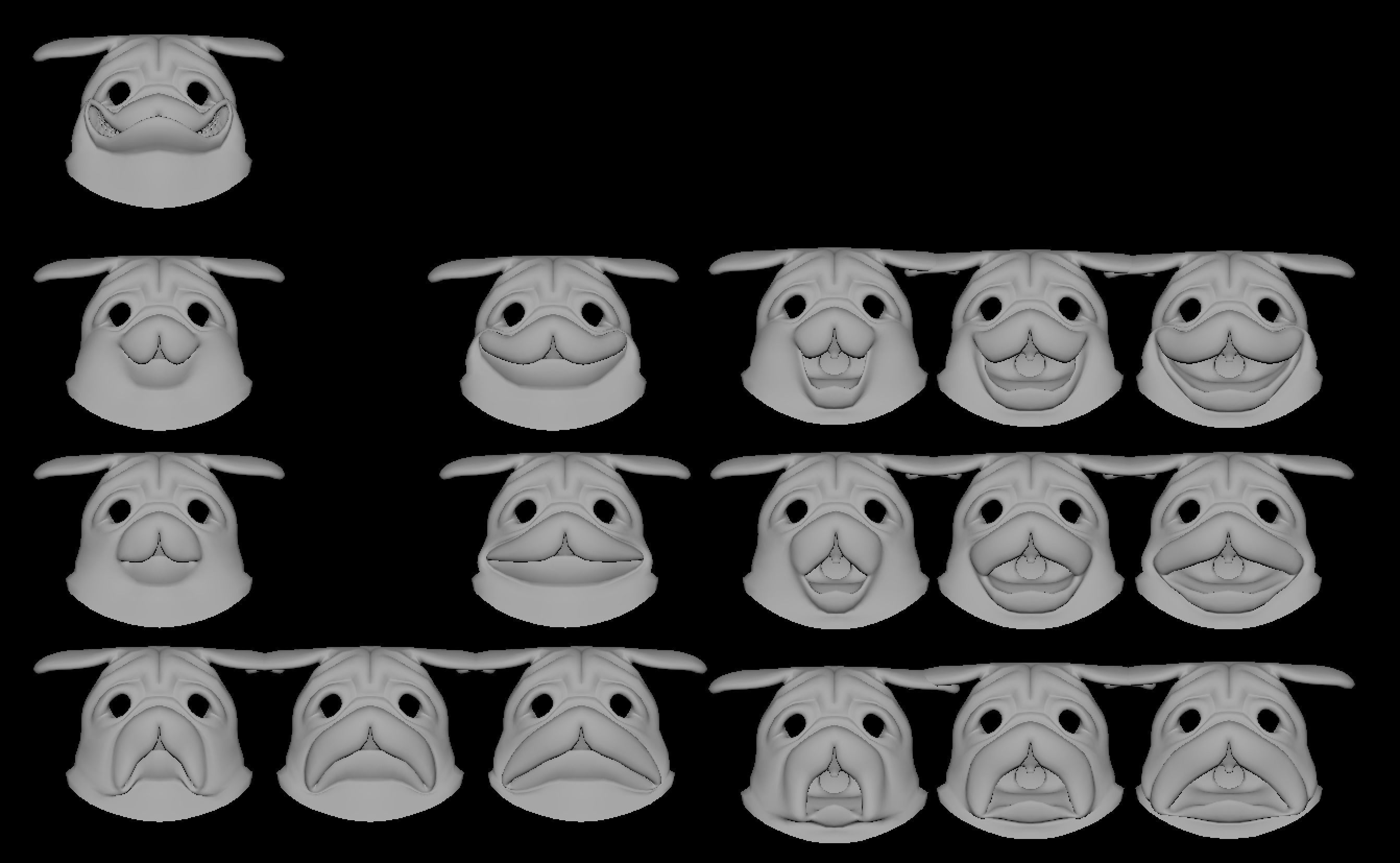 Dog Character Toon Style with blendshapes 3D model_9