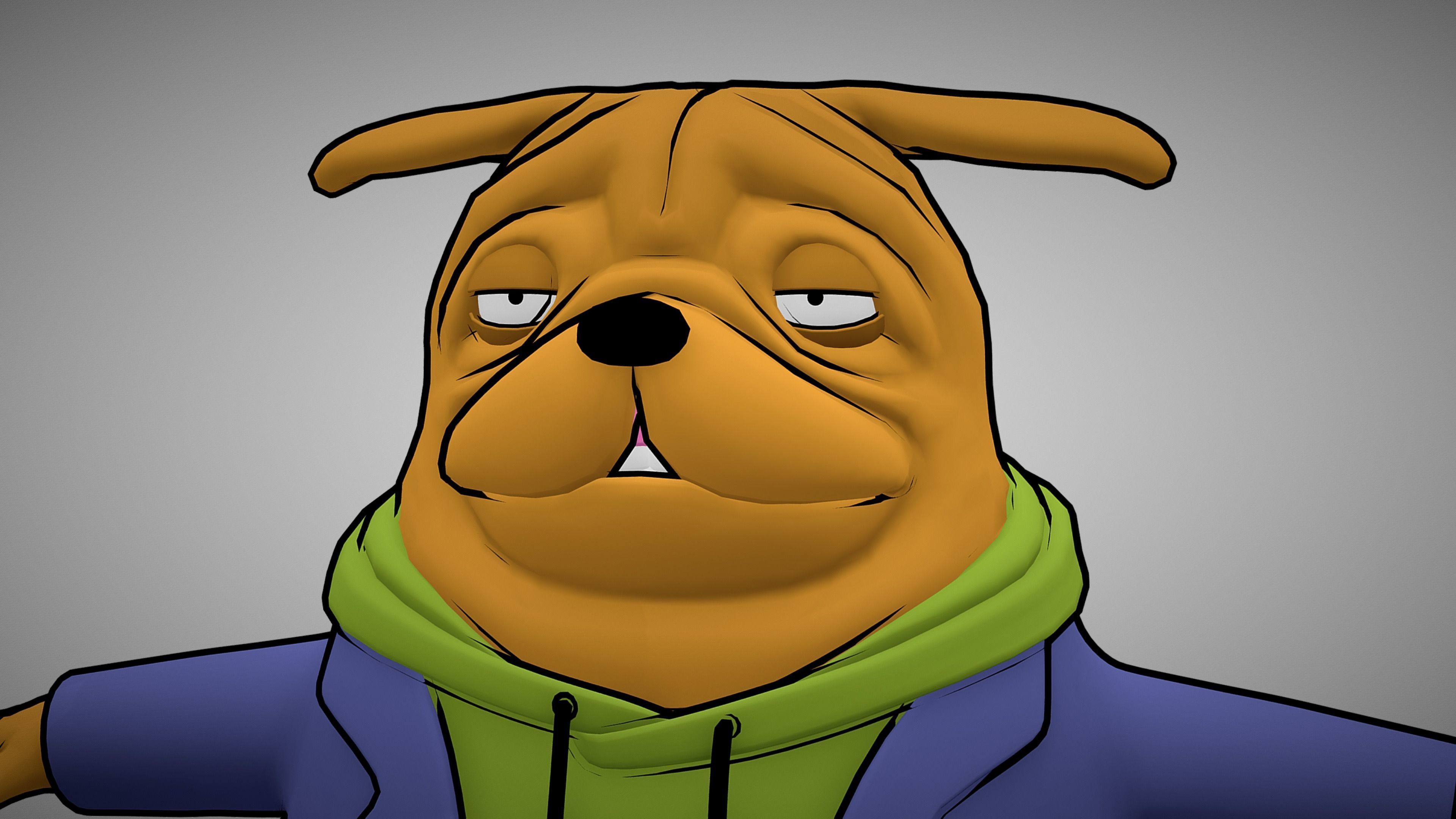 Dog Character Toon Style with blendshapes 3D model_4
