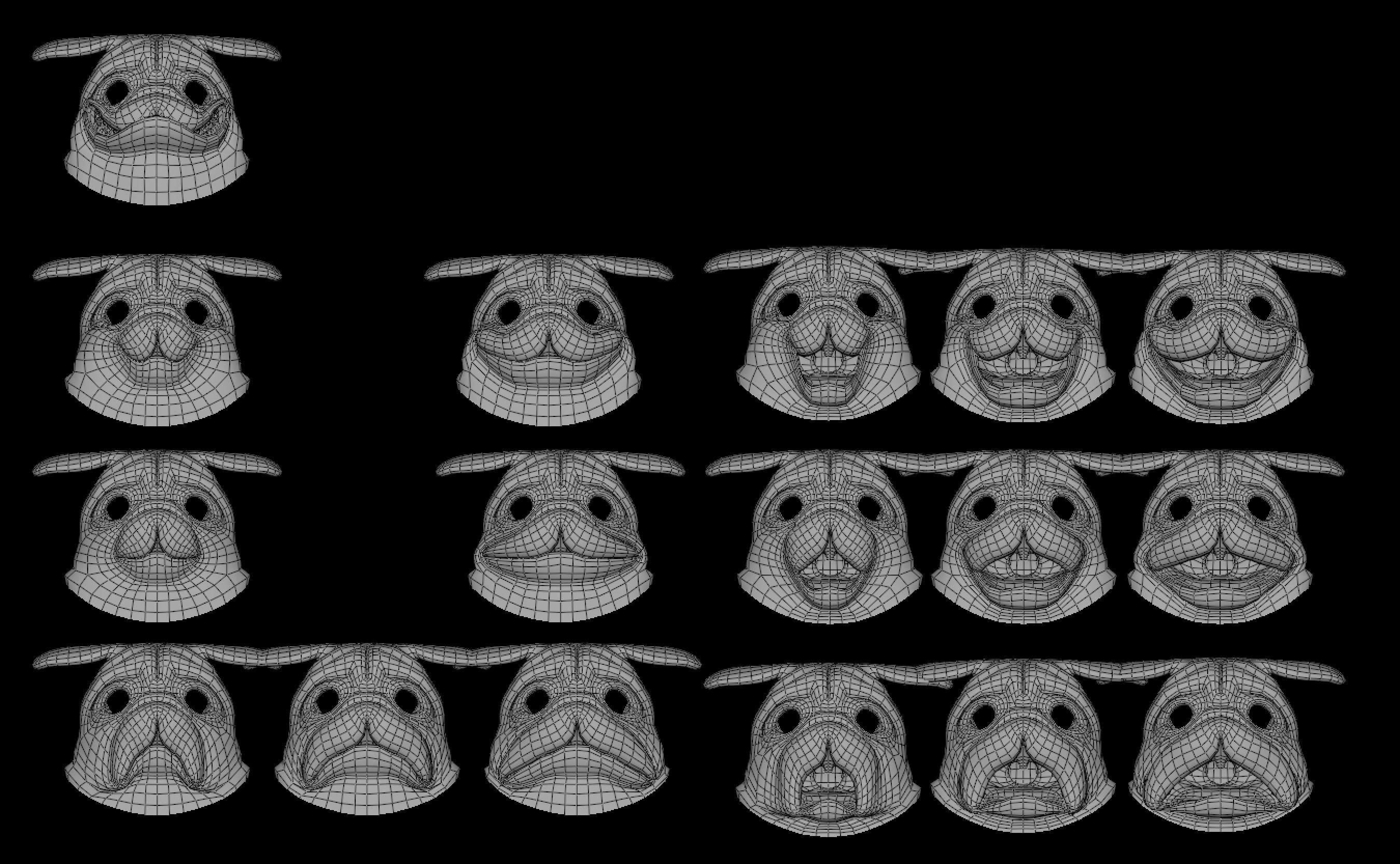 Dog Character Toon Style with blendshapes 3D model_10