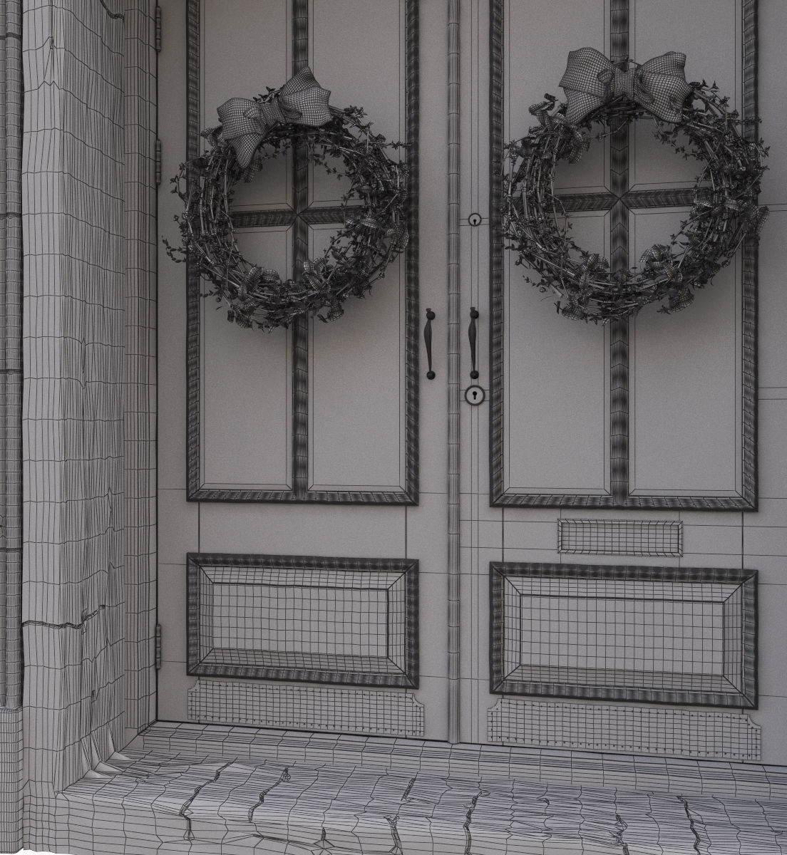 Entrance classic door 07 3D model_6