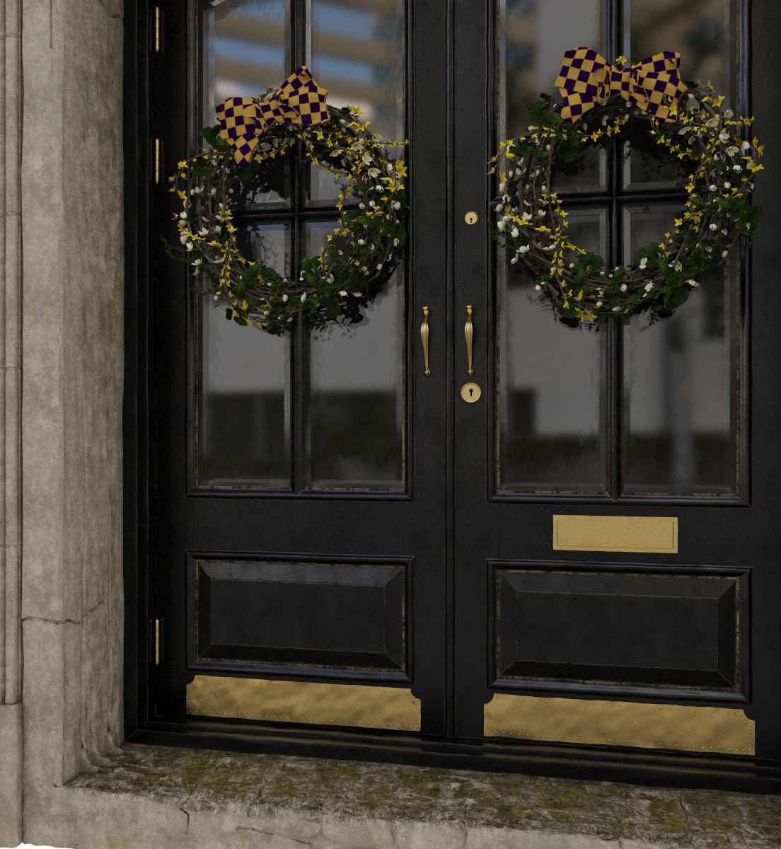 Entrance classic door 07 3D model_4