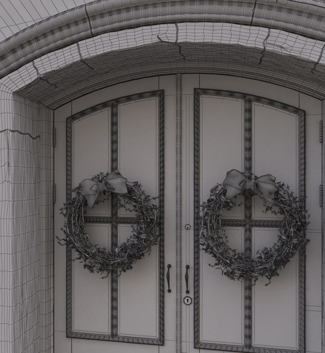 Entrance classic door 07 3D model_9