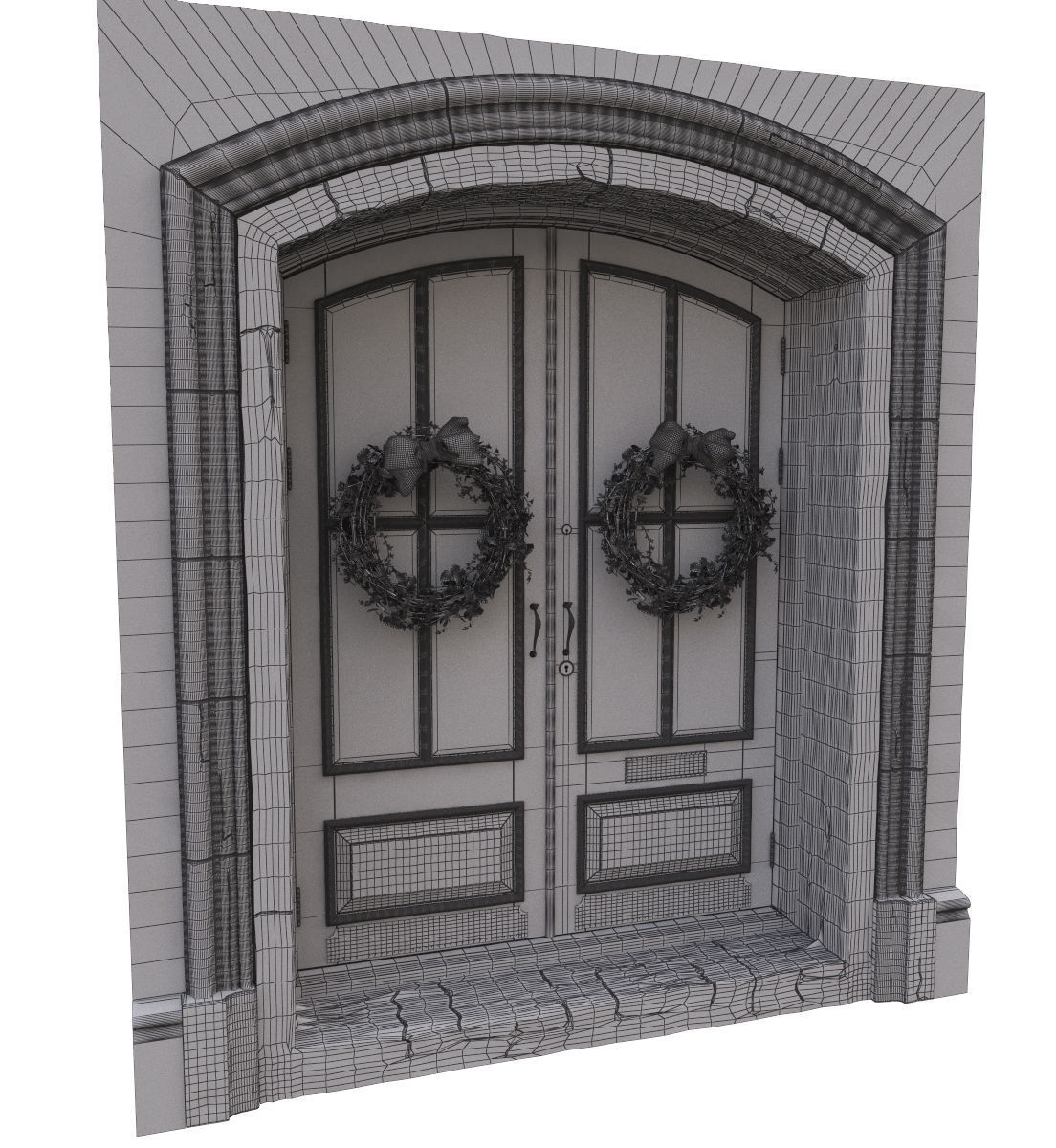 Entrance classic door 07 3D model_7