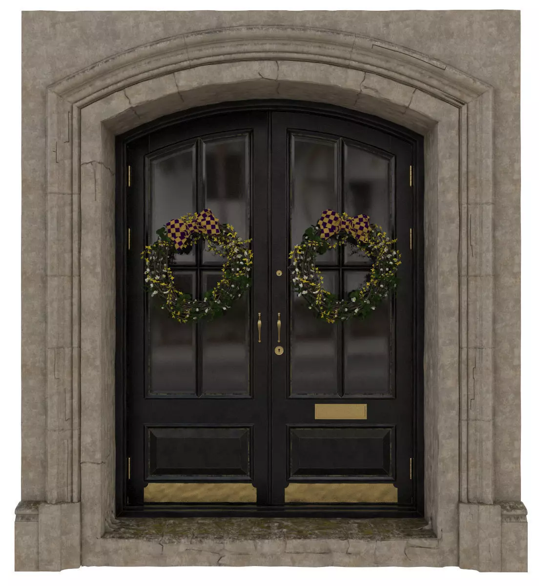 Entrance classic door 07 3D model_0
