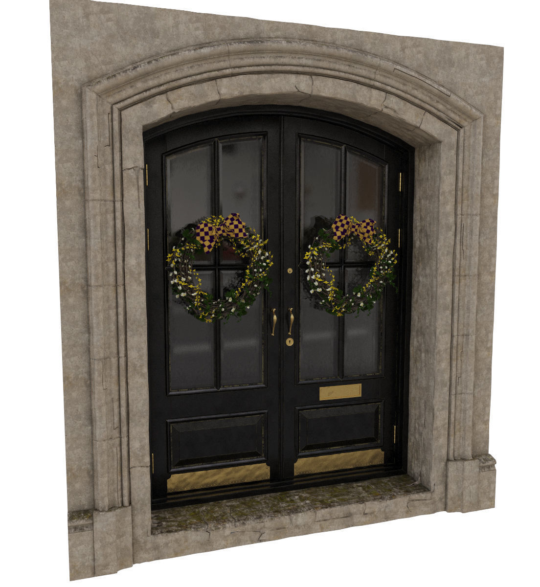 Entrance classic door 07 3D model_2