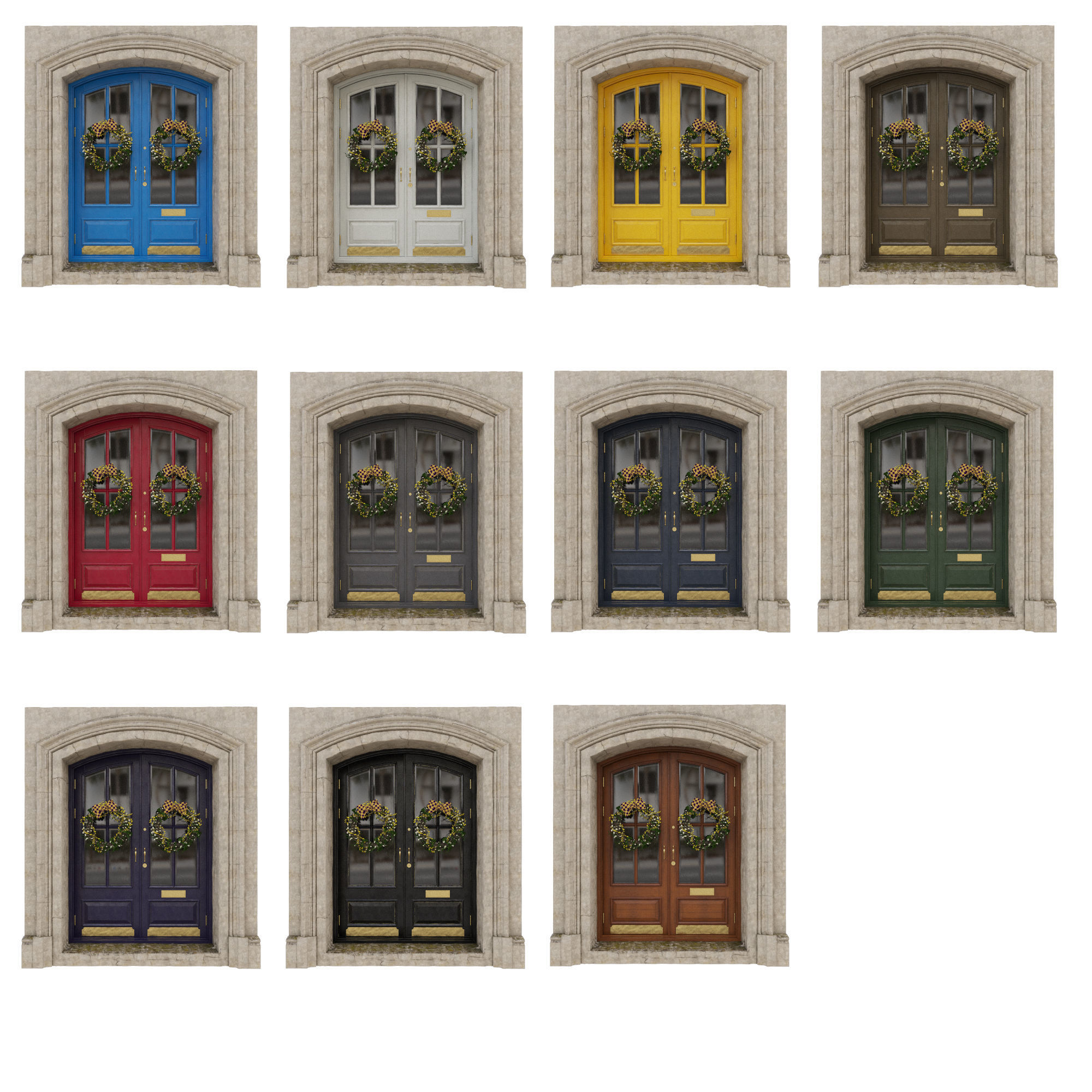 Entrance classic door 07 3D model_1