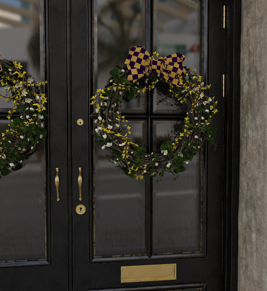 Entrance classic door 07 3D model_3