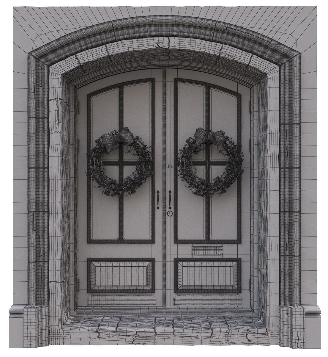 Entrance classic door 07 3D model_8