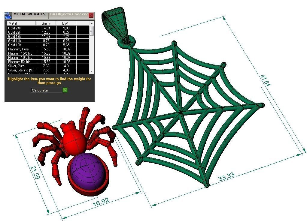pendant spider on the web  3D print model_4
