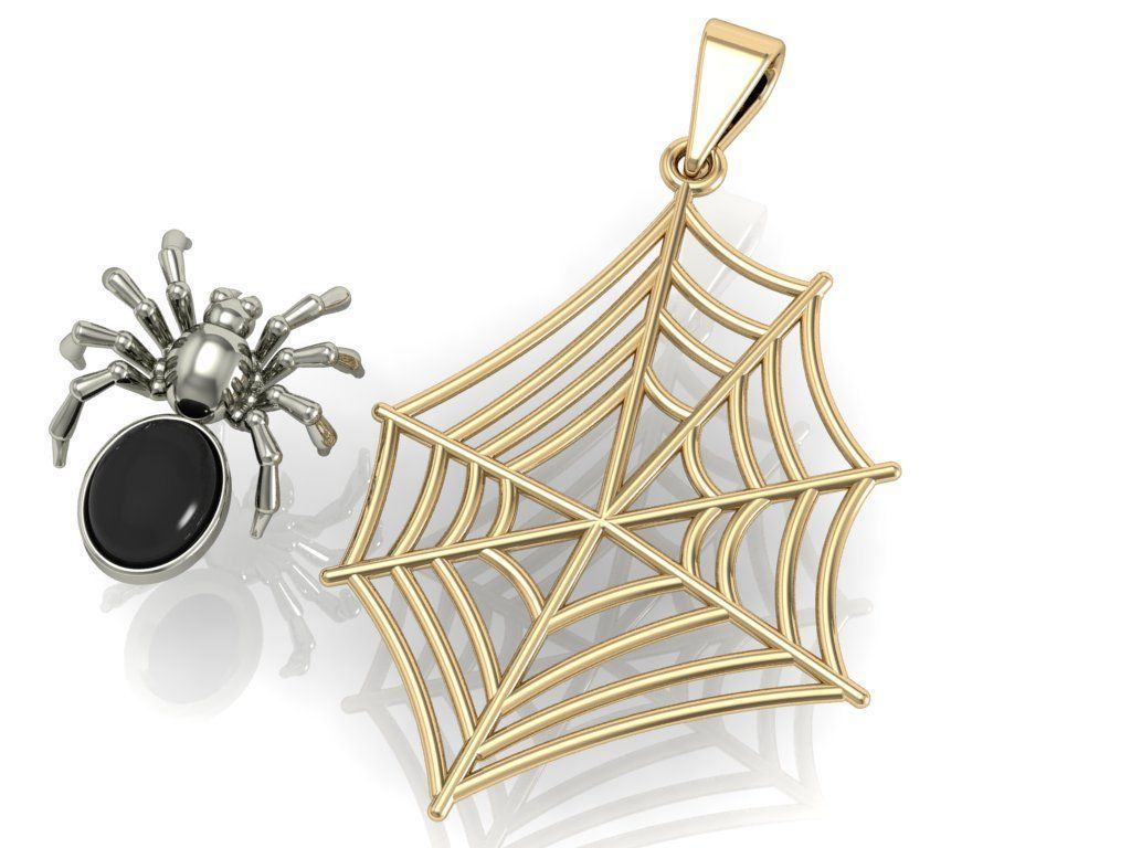 pendant spider on the web  3D print model_2