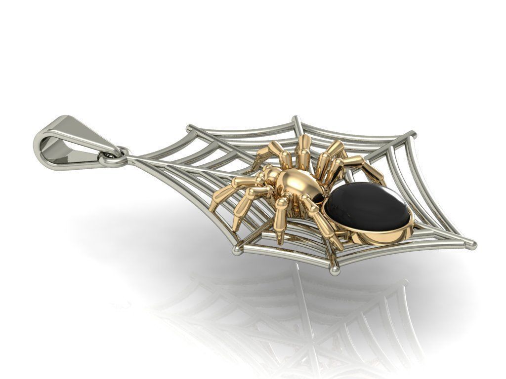 pendant spider on the web  3D print model_3