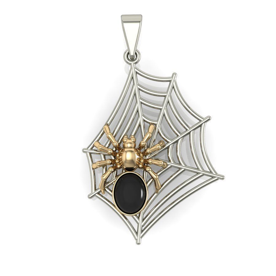 pendant spider on the web  3D print model_1