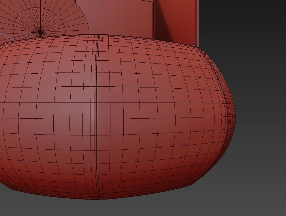 Chair pouf and folding screen 3D model_6