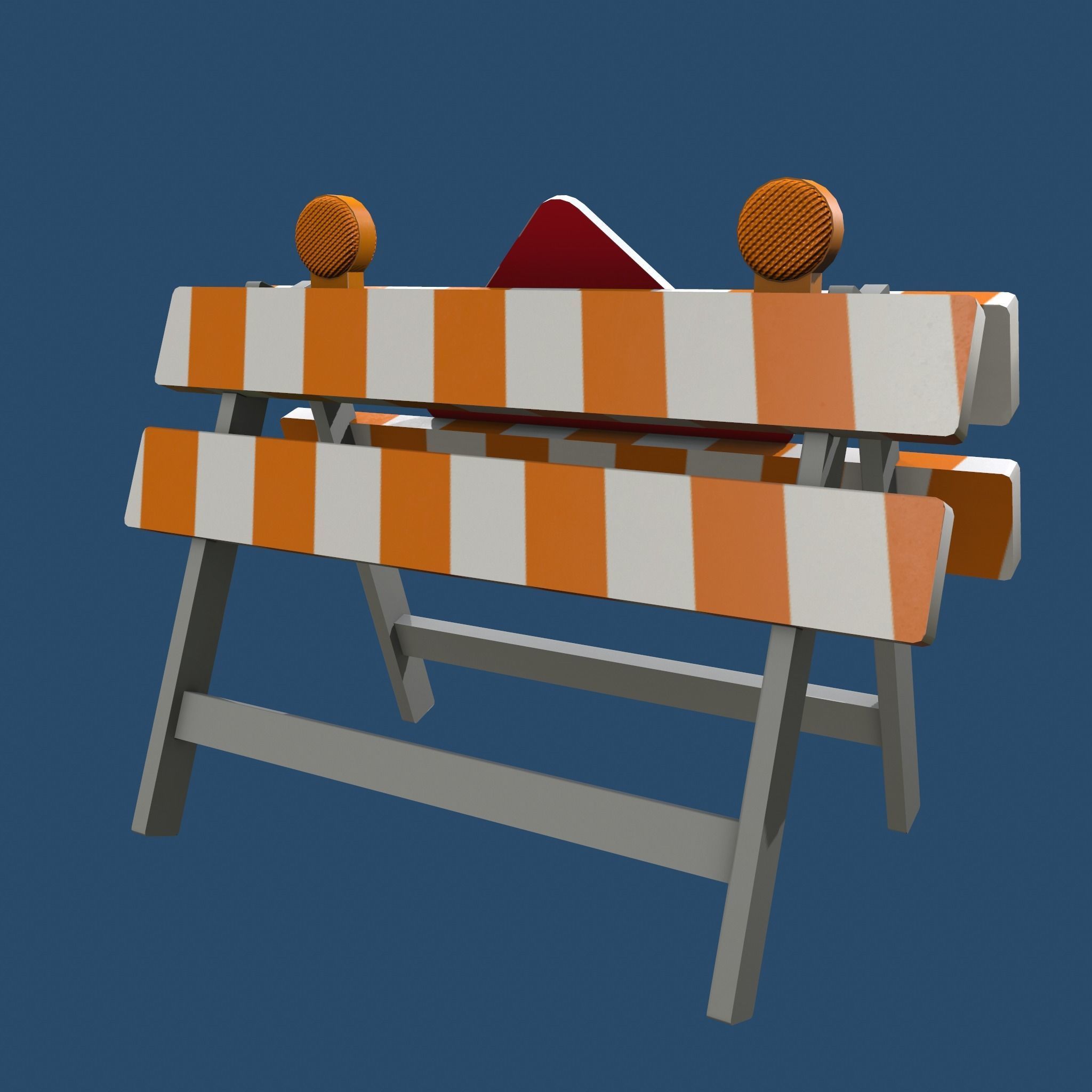Traffic Alert Road Block Sign Free low-poly 3D model_5