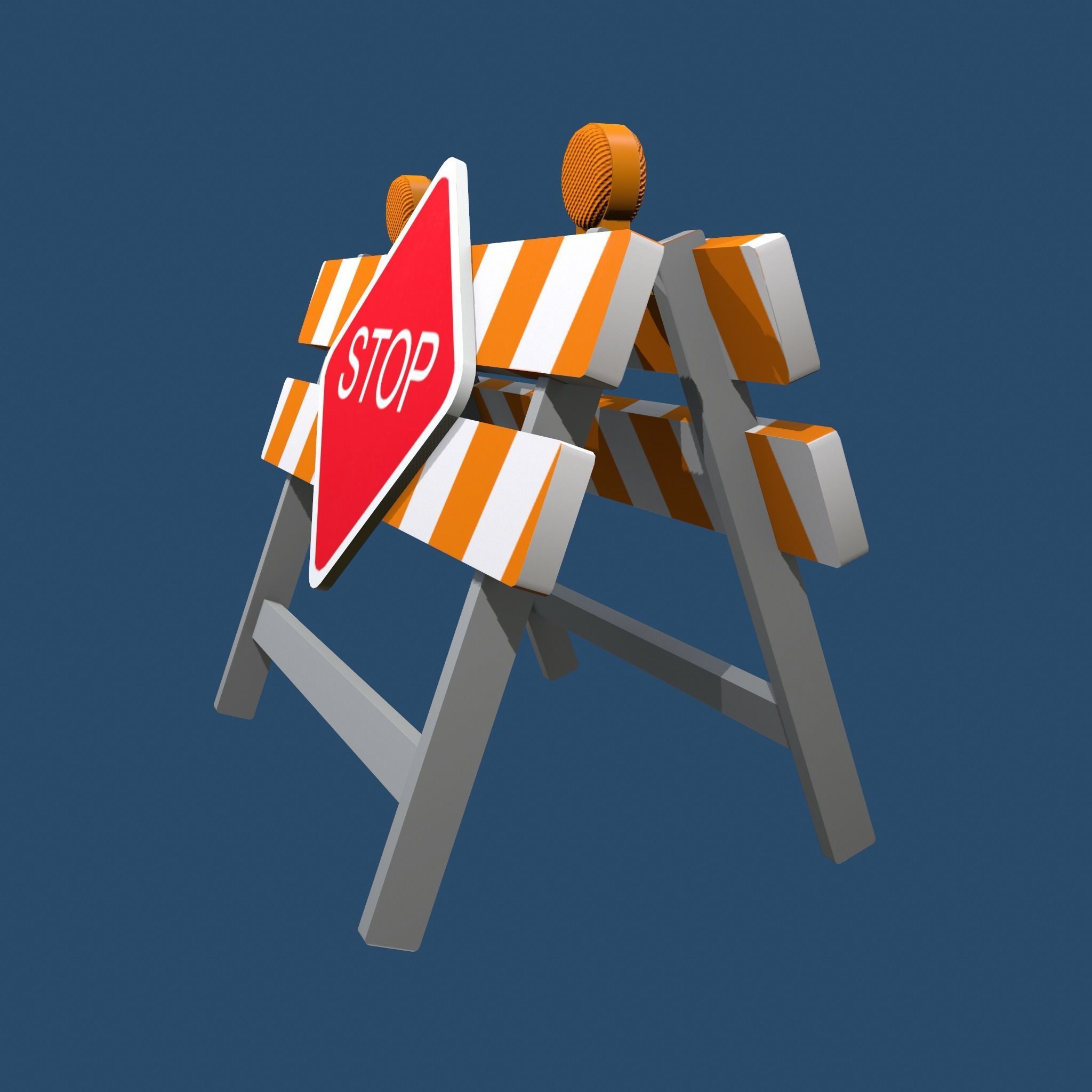 Traffic Alert Road Block Sign Free low-poly 3D model_6