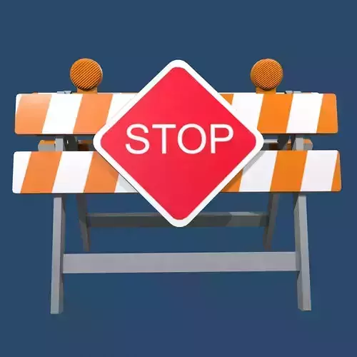 Traffic Alert Road Block Sign  Free low-poly 3D model