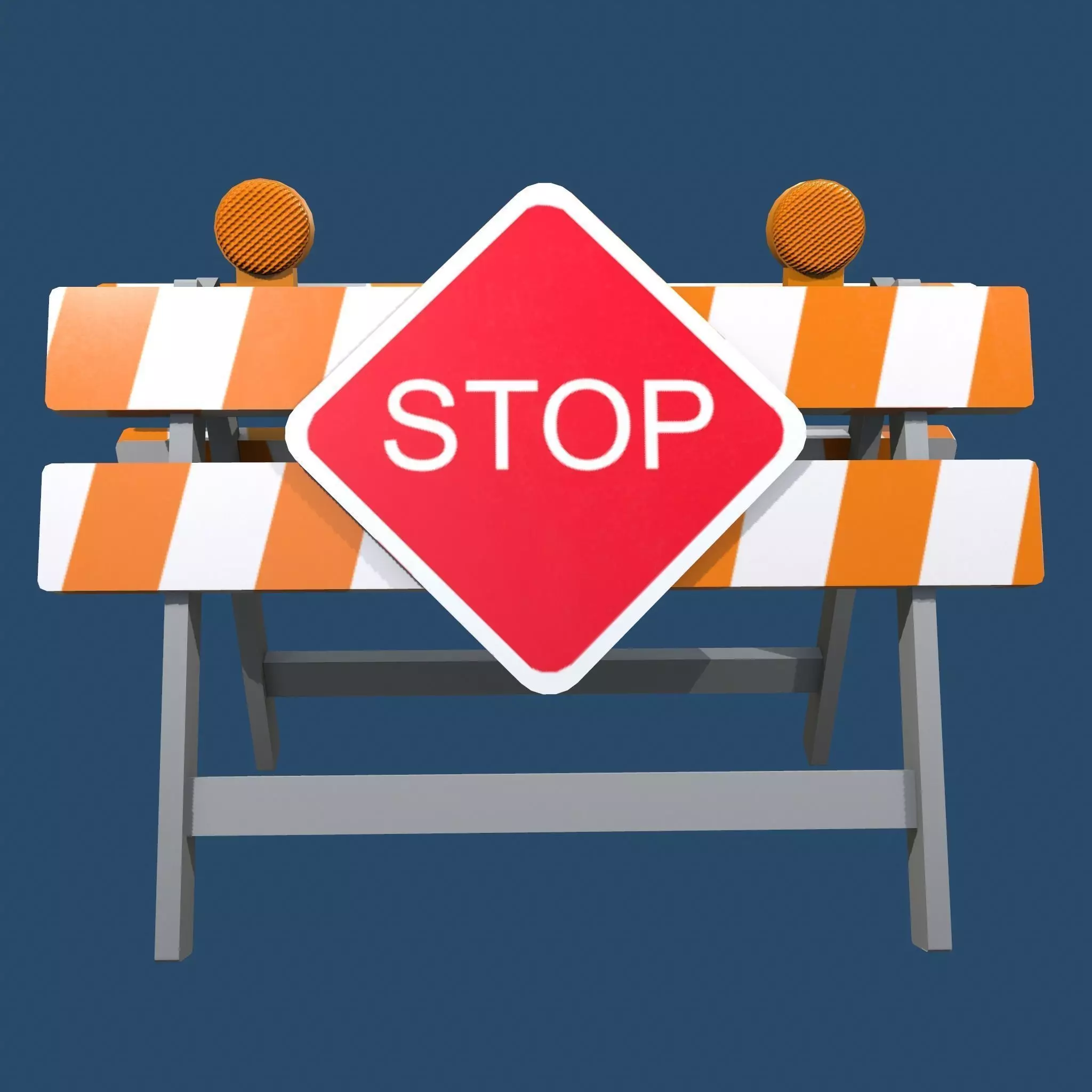 Traffic Alert Road Block Sign Free low-poly 3D model_0